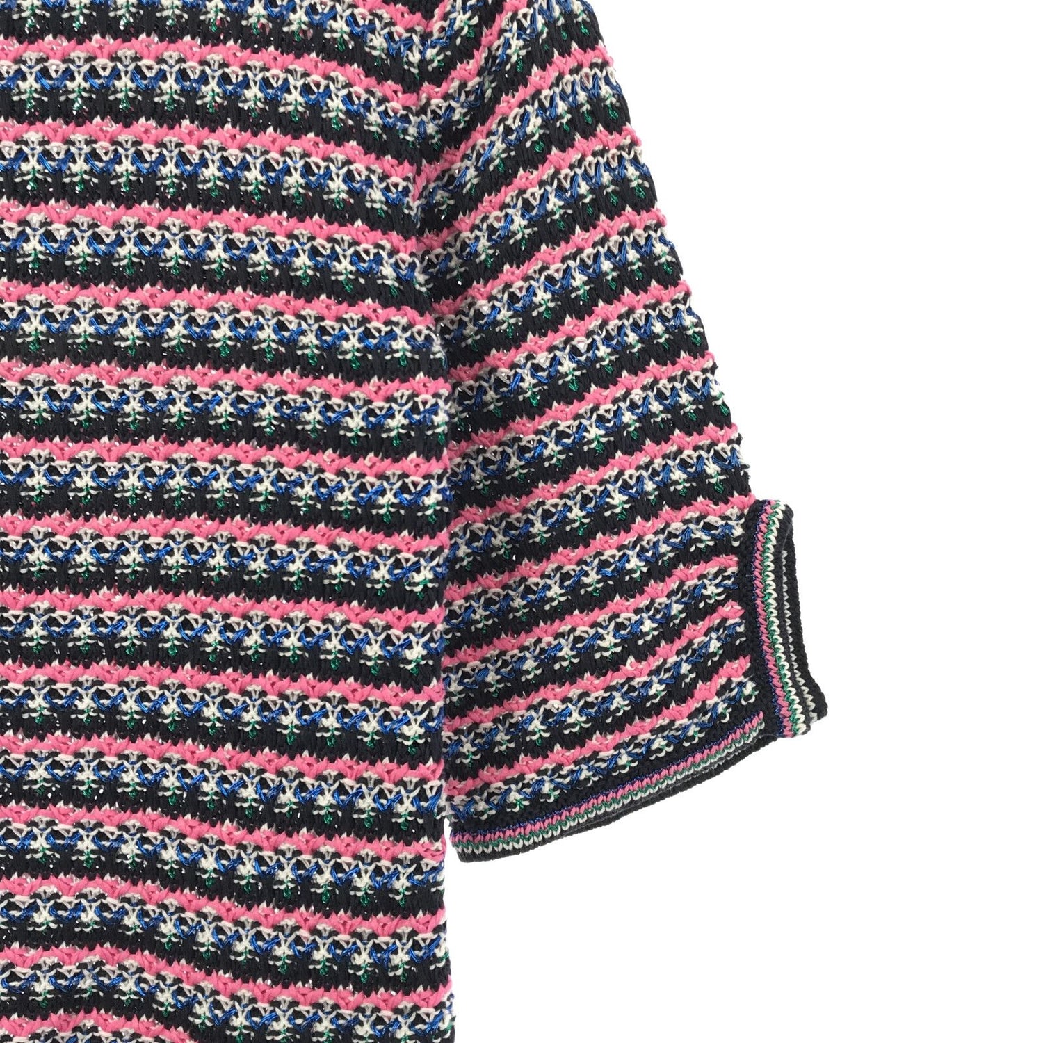 Chanel Short Sleeve Tweed Sweater Cotton Pink 36