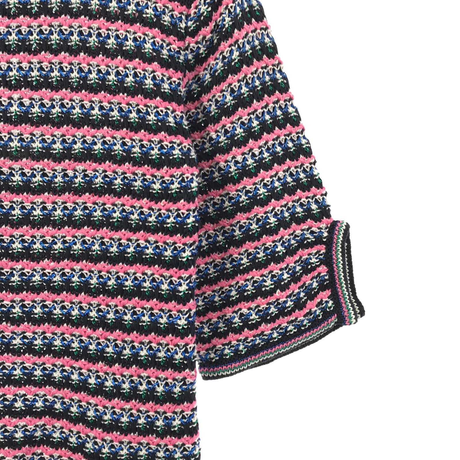 Chanel Short Sleeve Tweed Sweater Cotton Pink 36