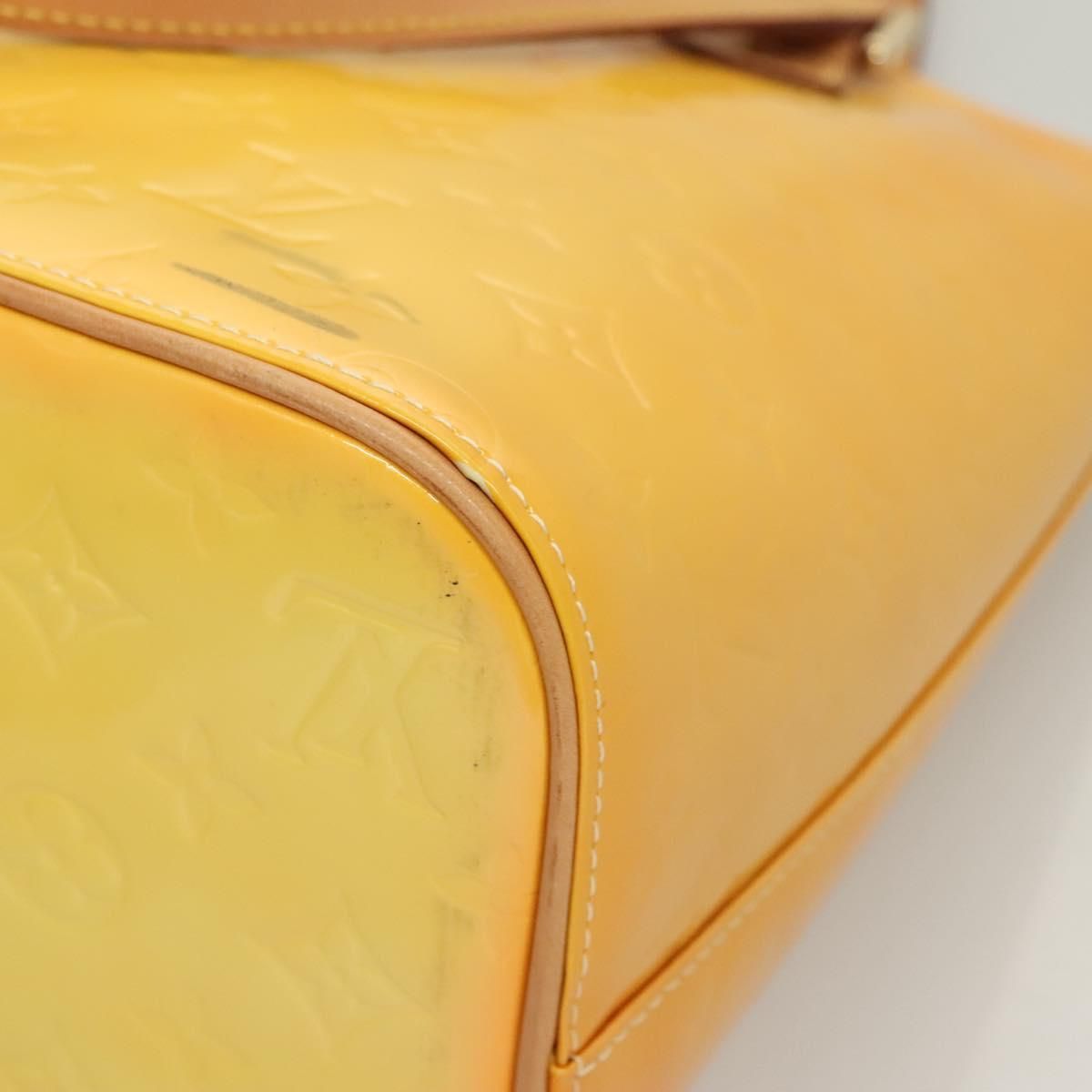 Louis Vuitton Vernis Houston Hand Bag Lime Yellow M 91055 Lv Auth