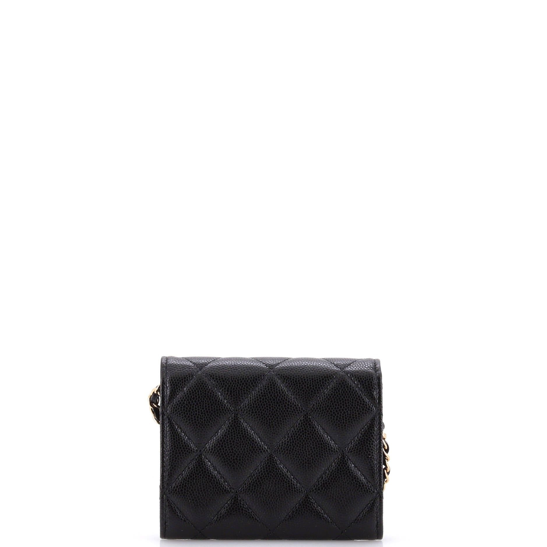 Chanel Coco Candy Card Holder On Chain Quilted Caviar