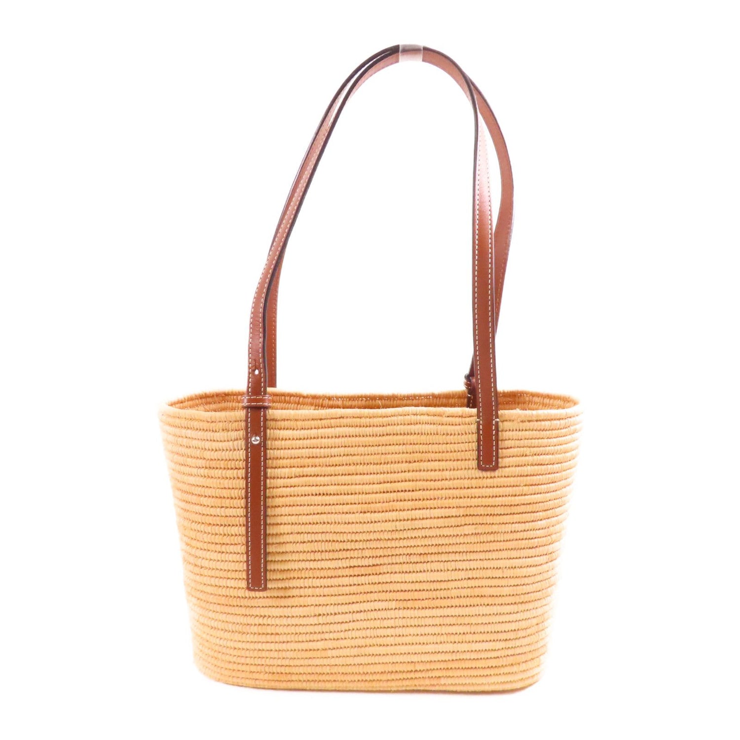 Loewe Sake Yam Tote Gold Shoulder Back Bag Brown Other Raffia