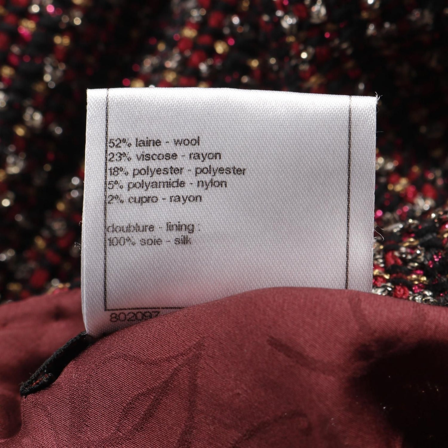 Chanel Bordeaux Multicolor Dress Wool P 44001v 32333