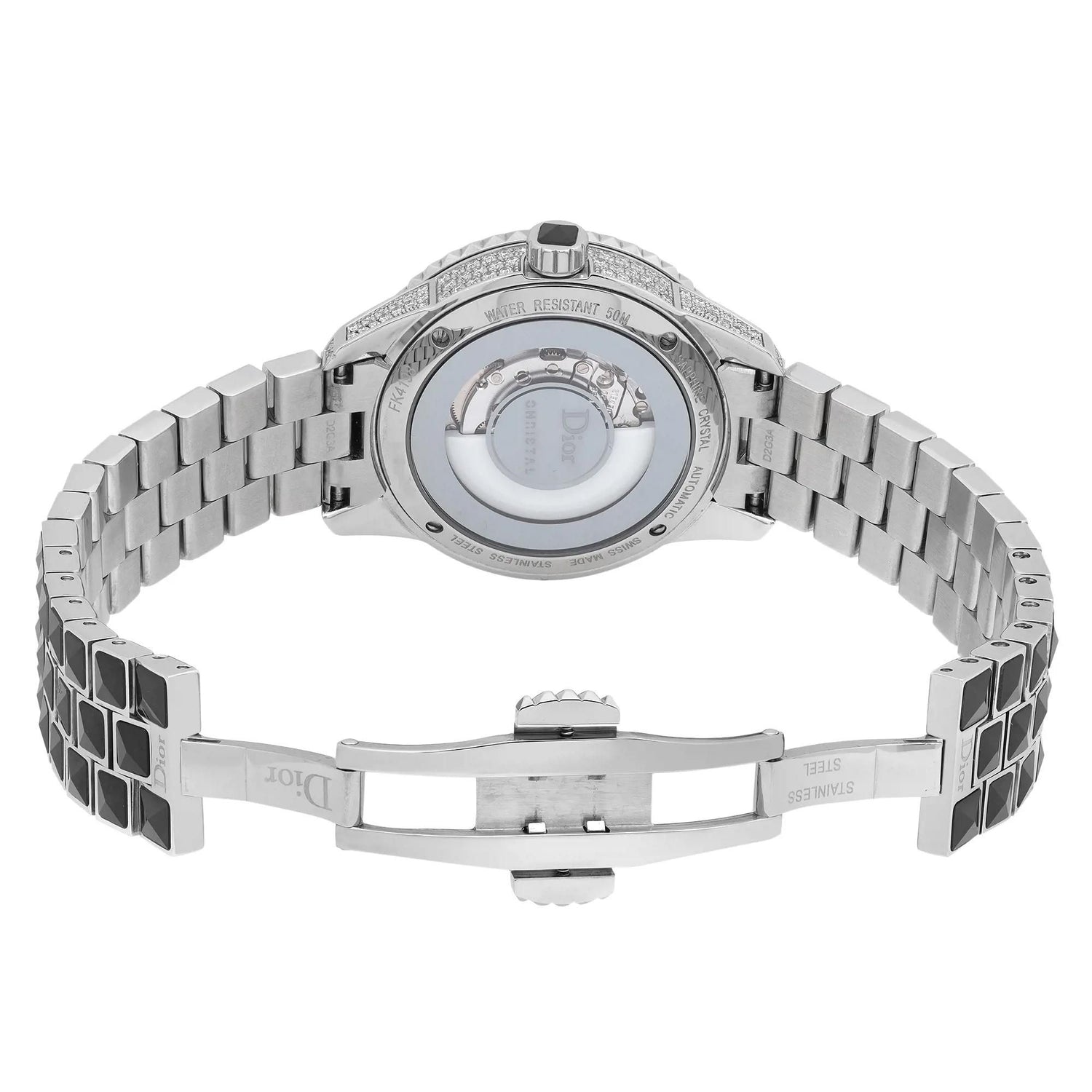 Dior Christal 33mm Steel Ceramic Diamond Black Dial Automatic Watch CD113513M001