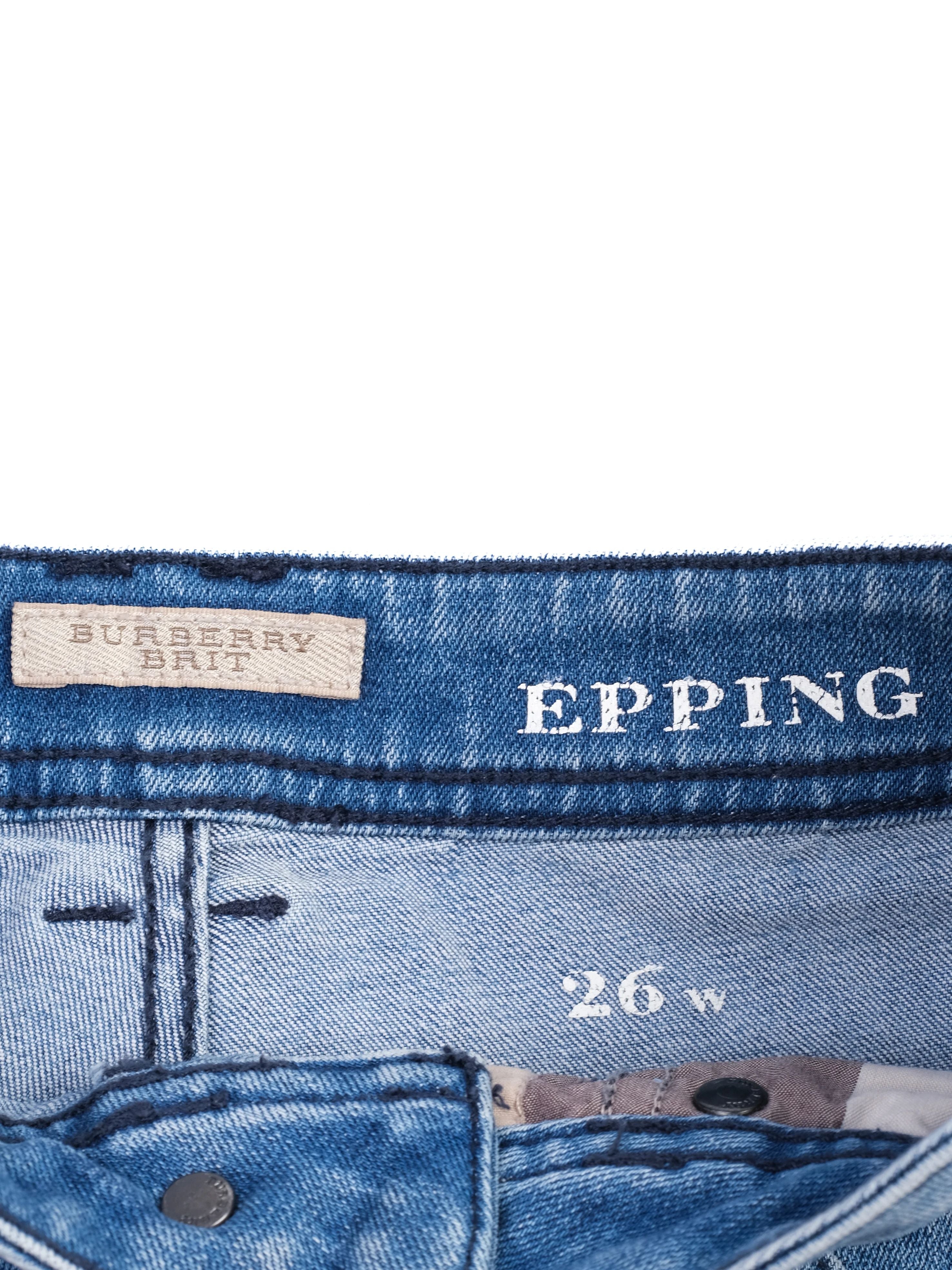 Excellent Burberry Blue Denim Shorts Size S Brit Epping