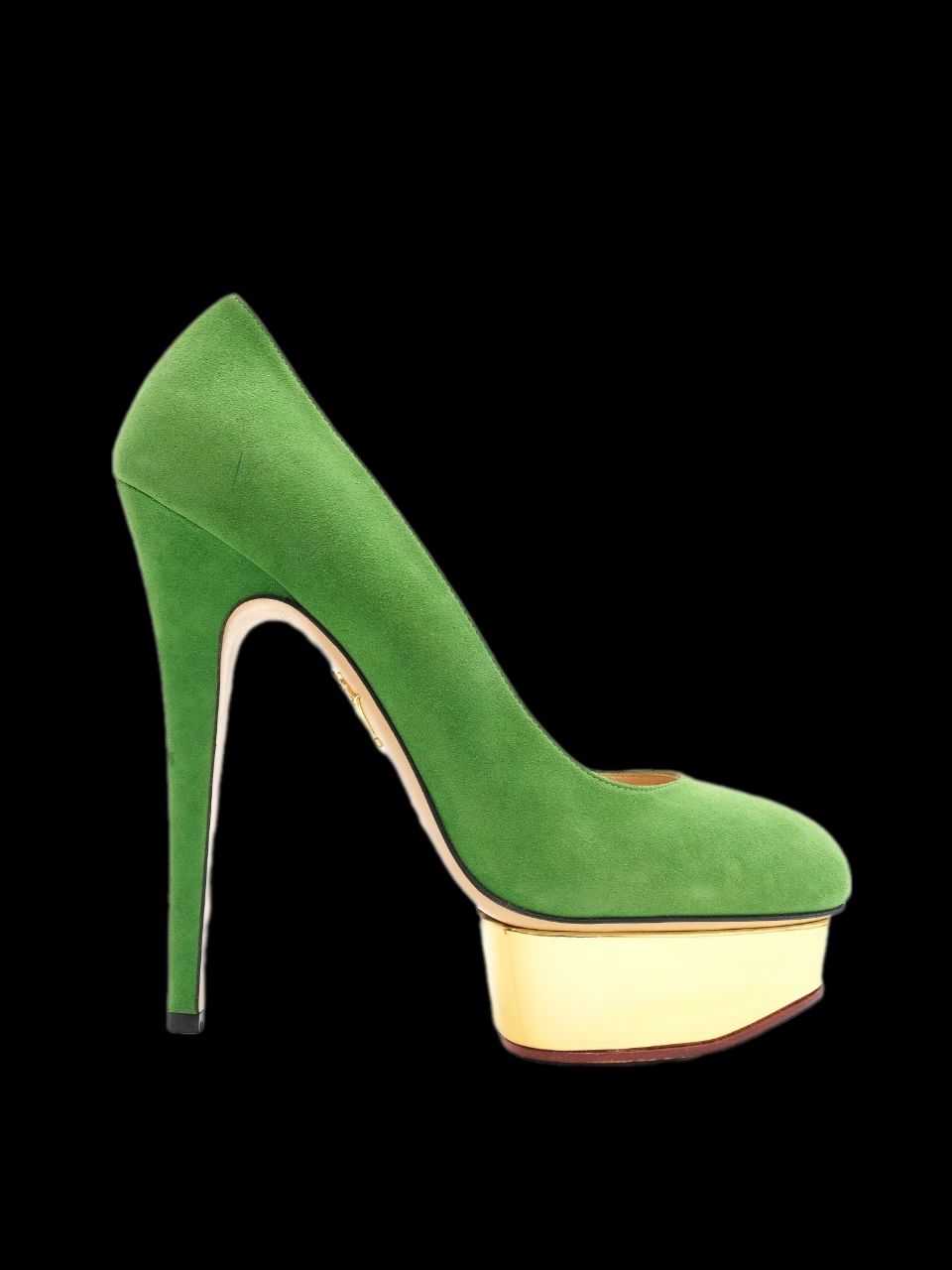 Excellent Charlotte Olympia Green Leather High-Heeled Platform Shoes Size 40