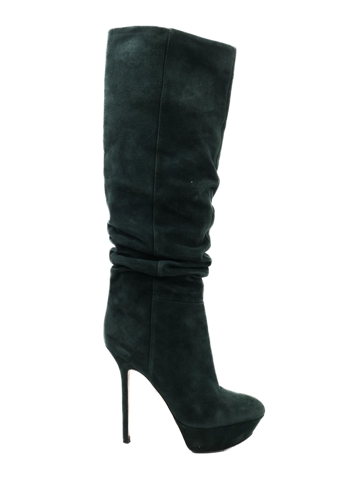 Sergio Rossi Green Leather Stiletto Knee-High Boots Size 38