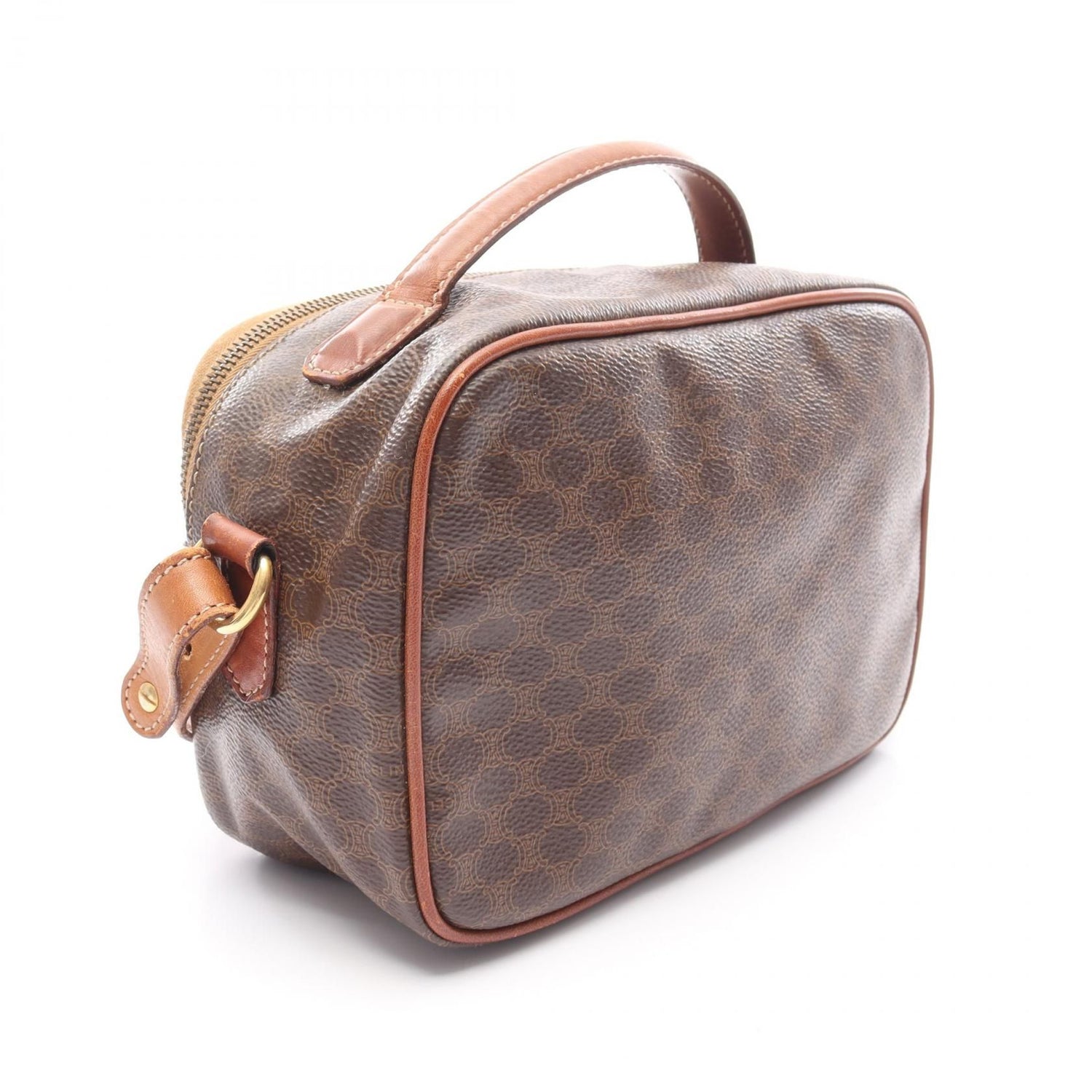 Celine Macadam Handbag Brown Pvc Coated Canvas