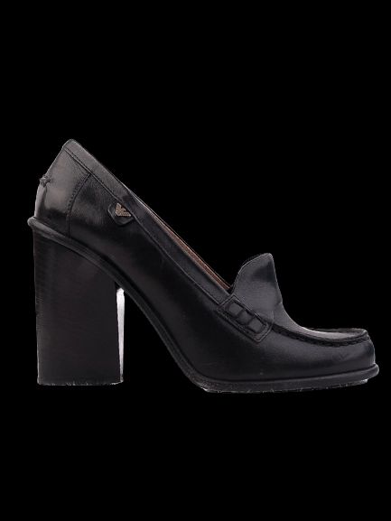 Excellent Emporio Armani Black Leather Loafer-Style Pumps Size 38