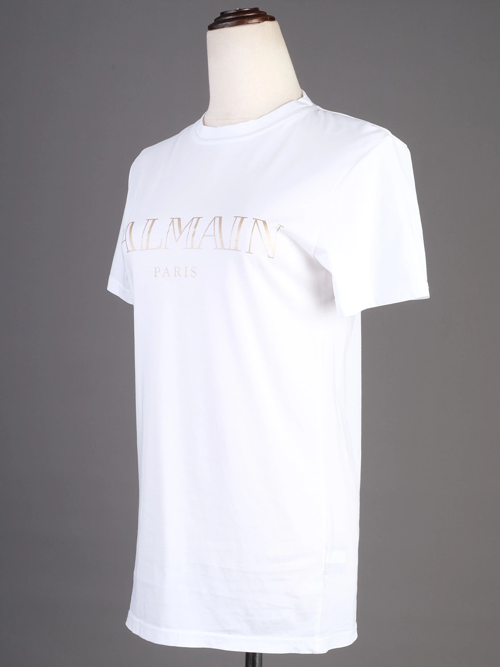 Excellent Balmain White T-Shirt XS Cotton Paris Graphic Tee