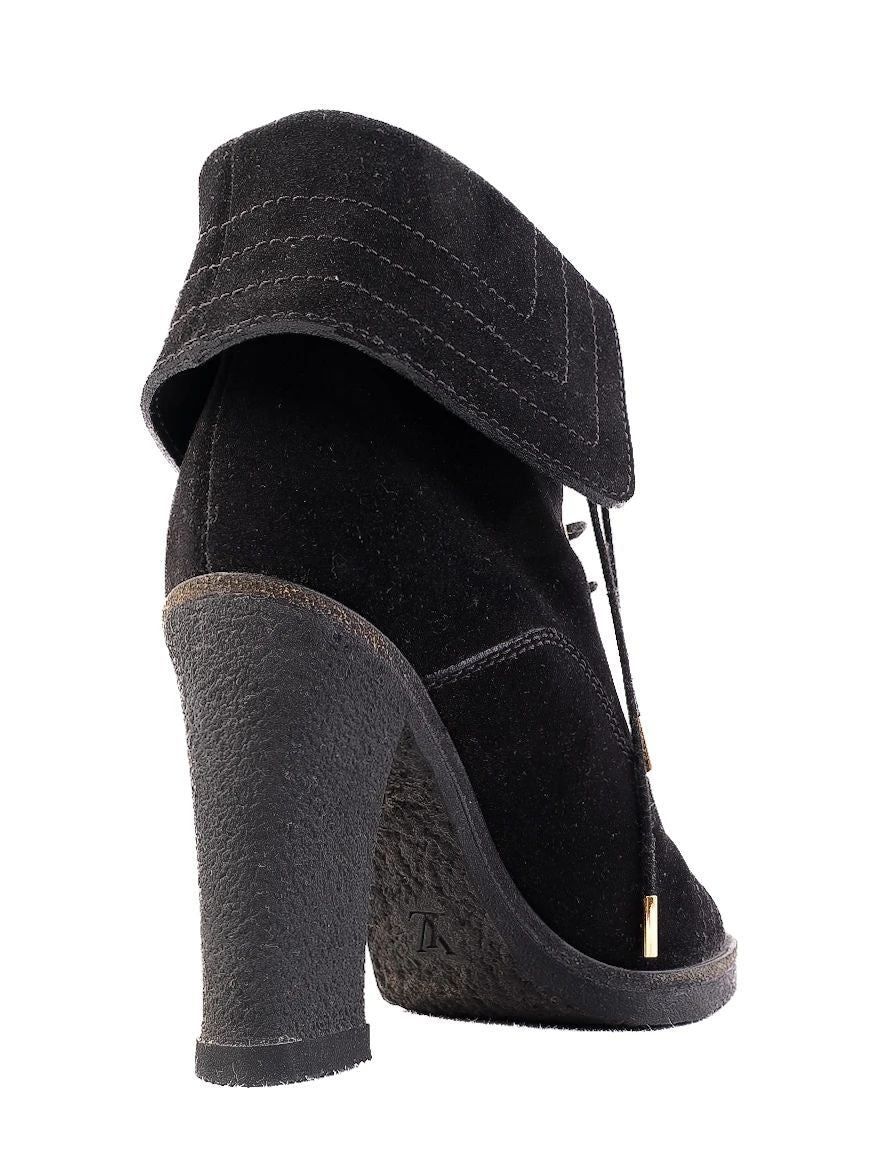 Excellent Louis Vuitton Black Leather Heeled Ankle Boots Size 36