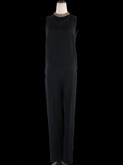 Excellent Brunello Cucinelli Black Silk Jumpsuit Size S