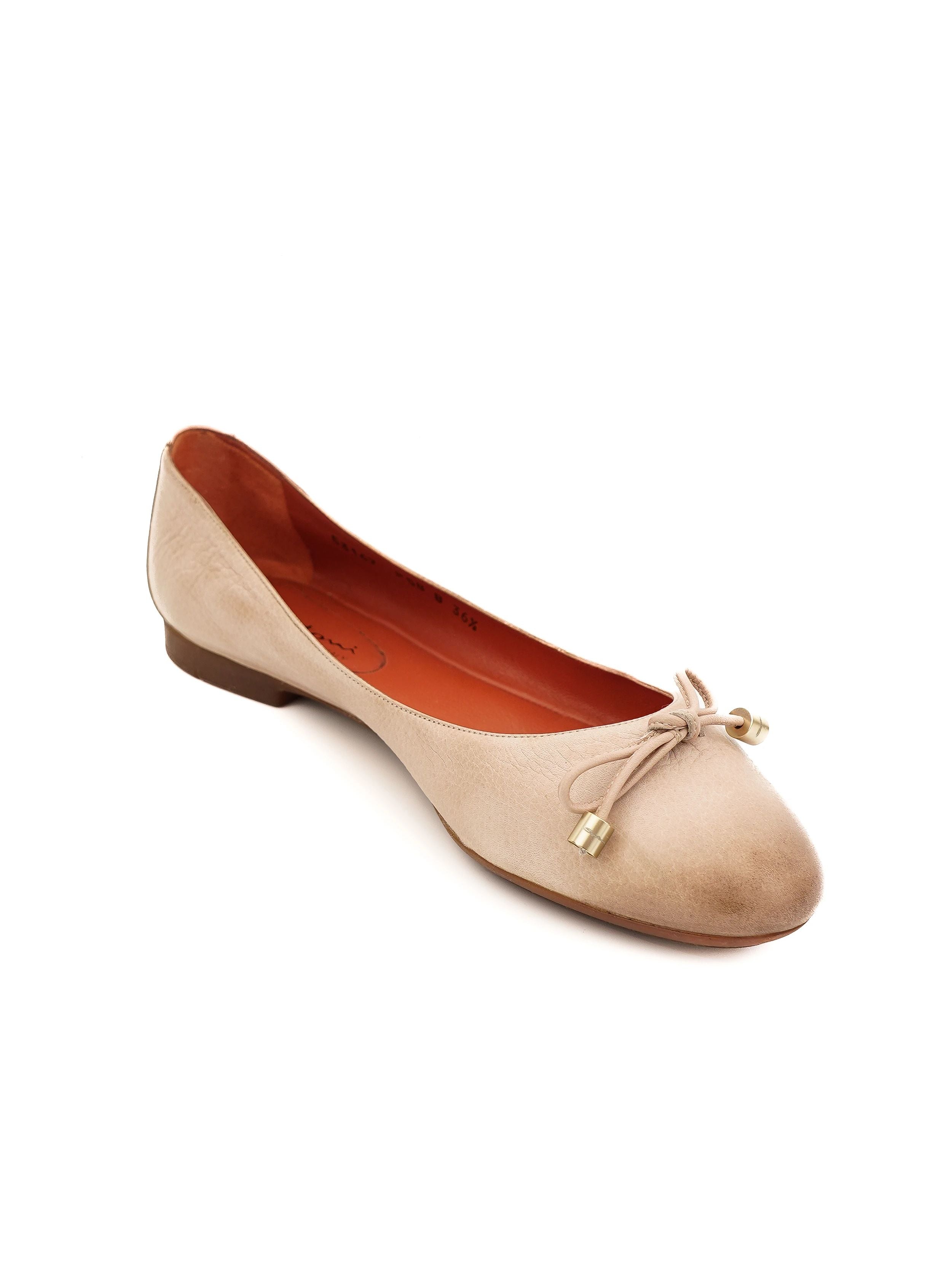 Excellent Santoni Pink Leather Ballet Flats Size 36.5