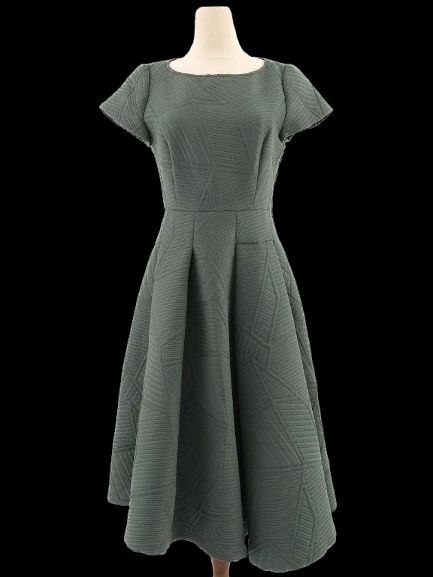 Excellent MaxCo Green Fit-and-Flare Dress Size S Polyester