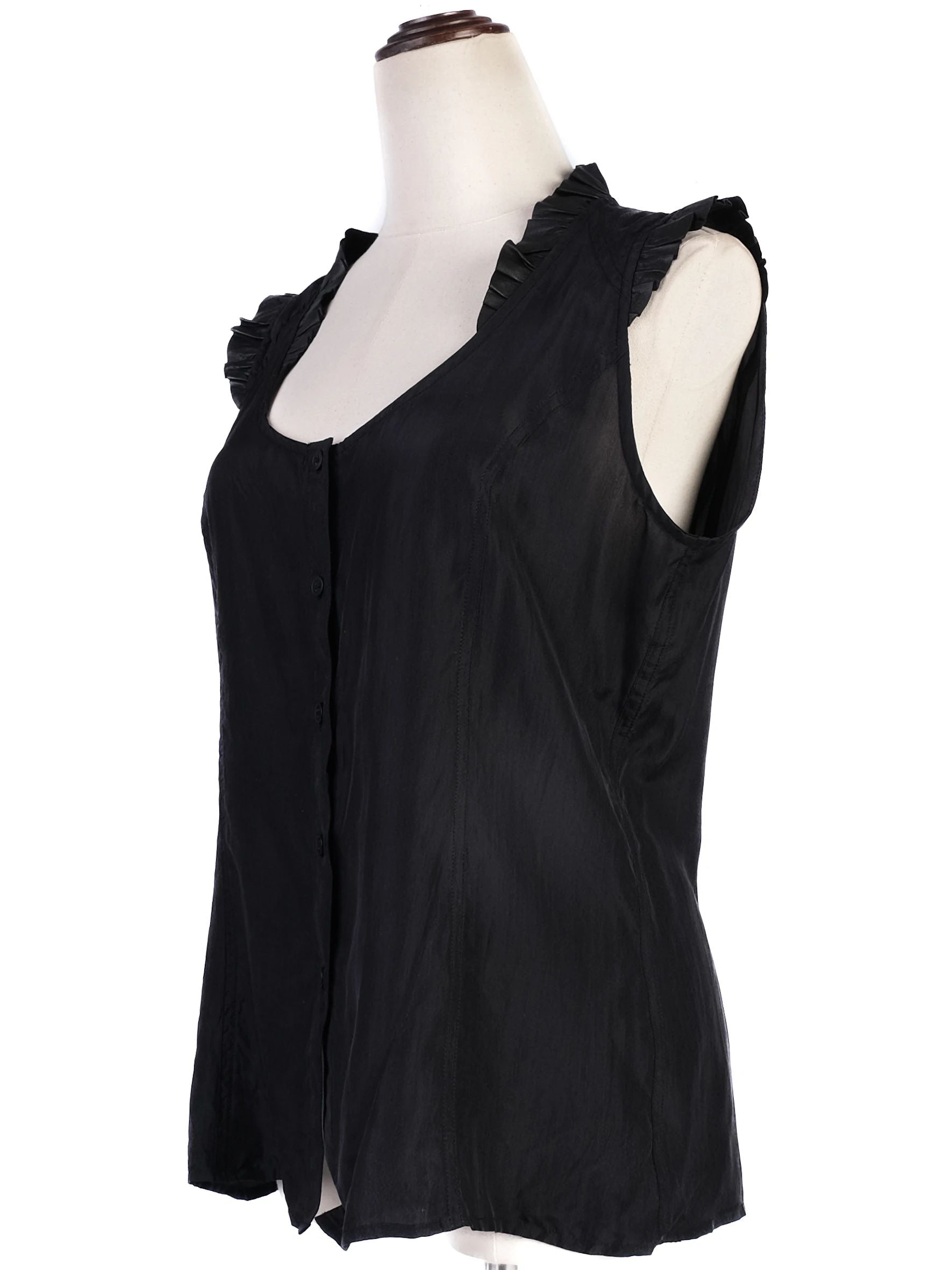 Excellent Emporio Armani Black Cotton Sleeveless Blouse Size M