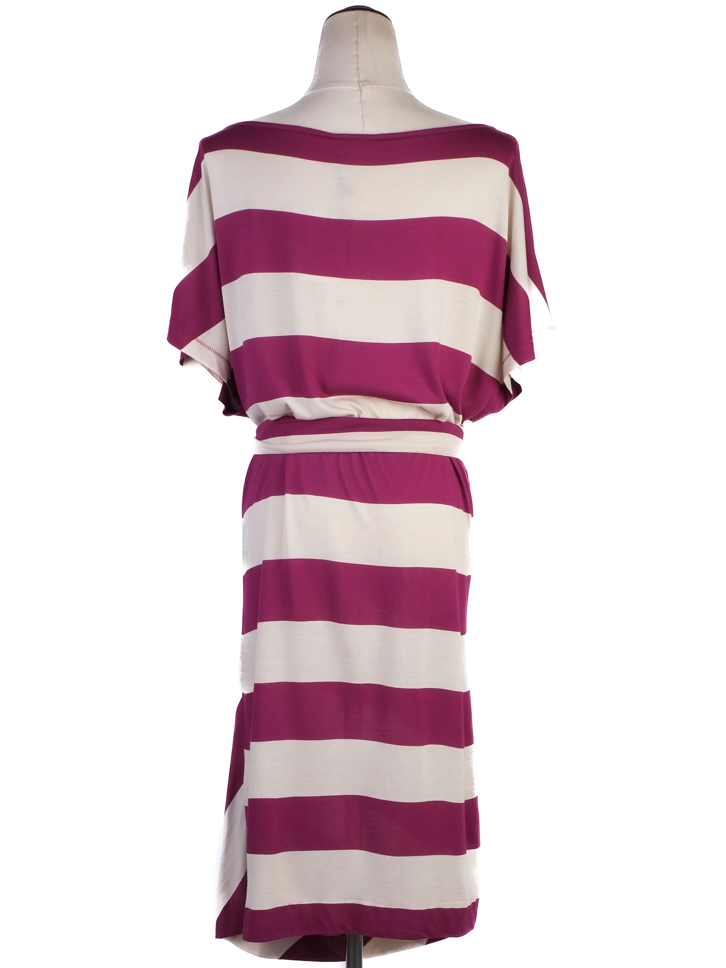 NEW By Malene Birger Striped Dress Maroon Cream Size XS