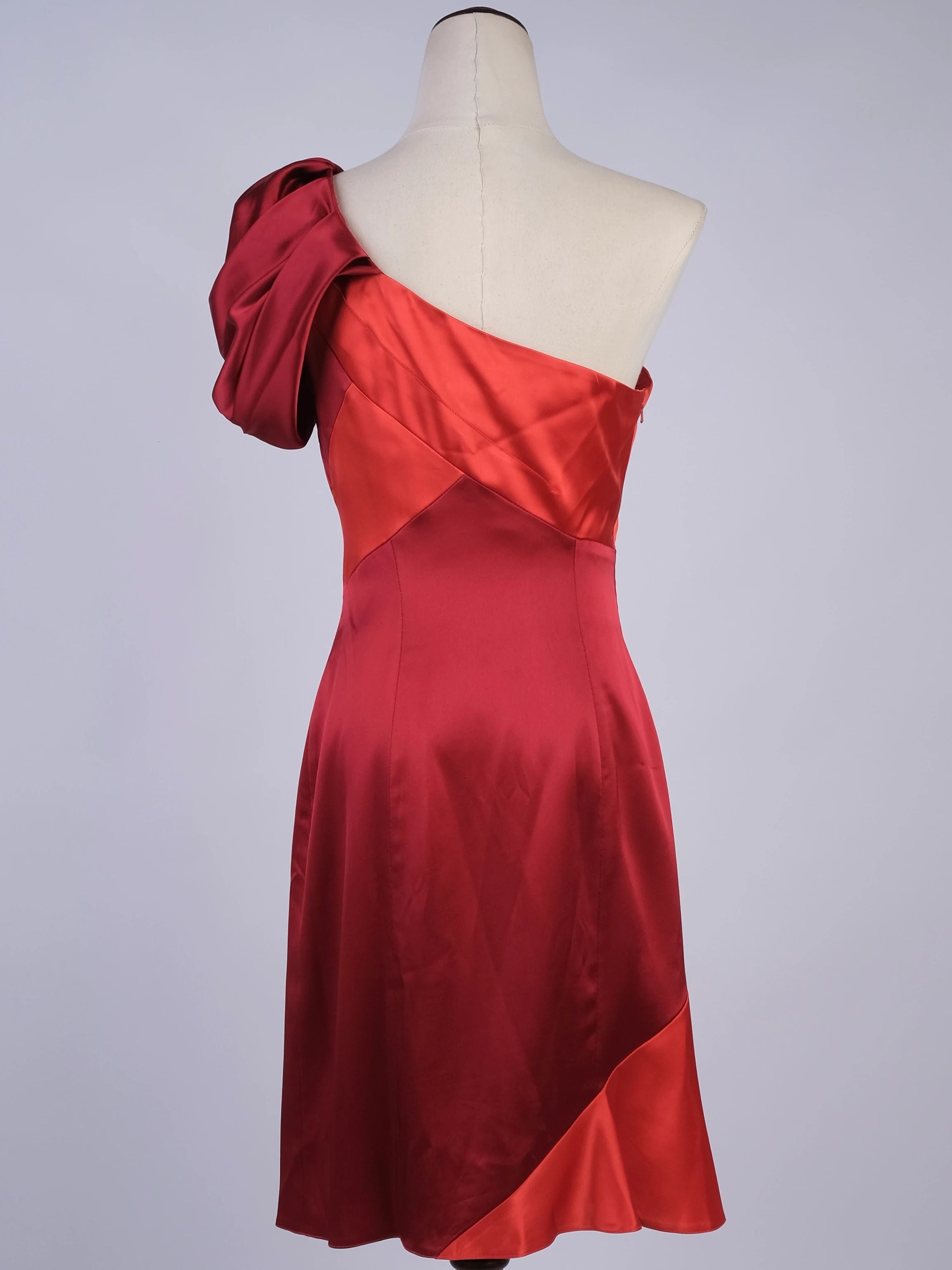 Excellent Karen Millen Red One-Shoulder Dress Size M Triacetate