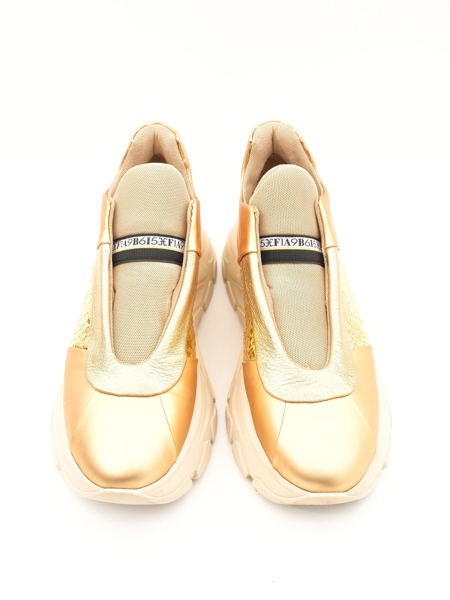 Excellent Fabi Yellow Fashion Sneakers Size 40 Textile Metallic