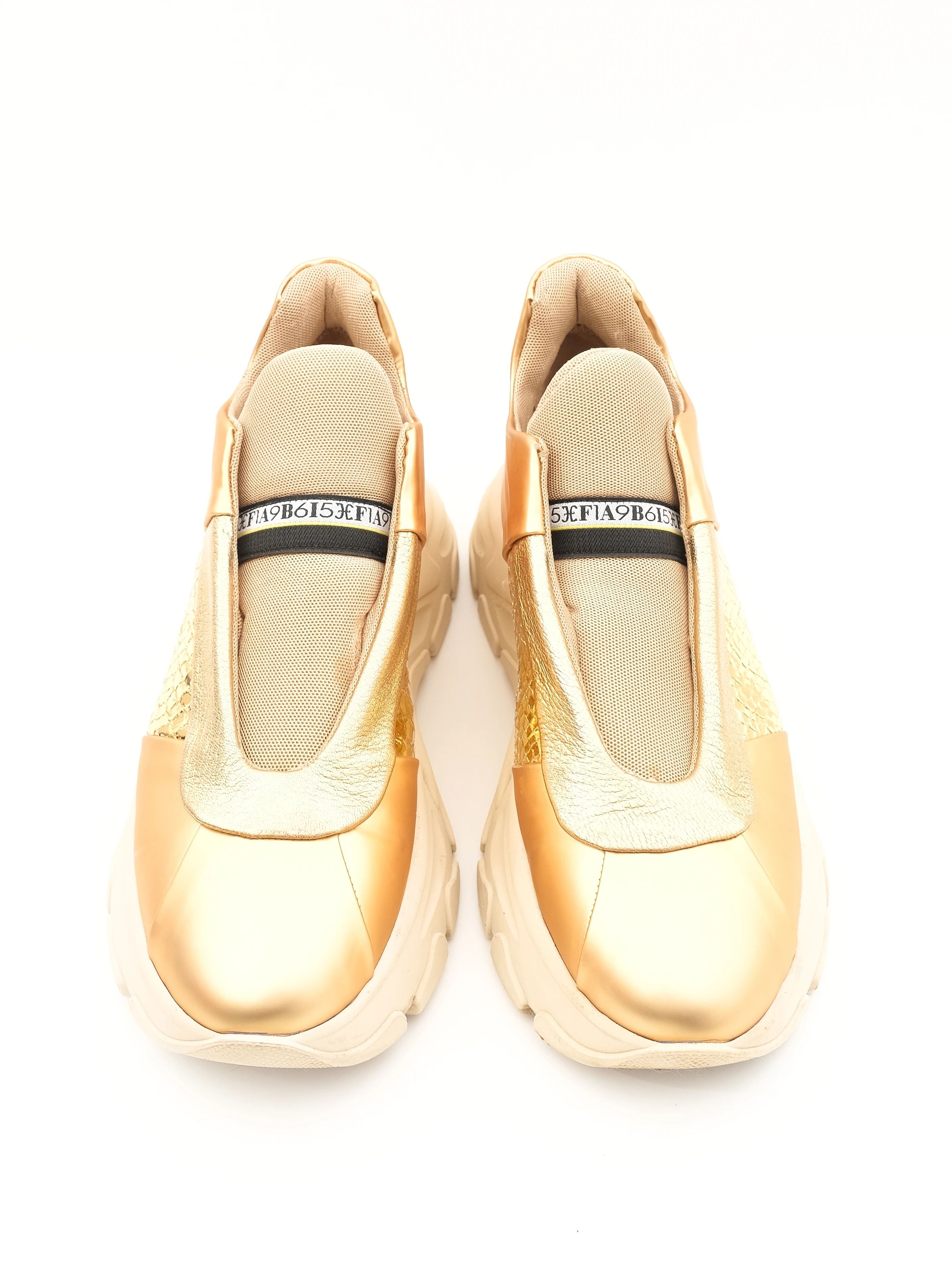 Excellent Fabi Yellow Fashion Sneakers Size 40 Textile Metallic