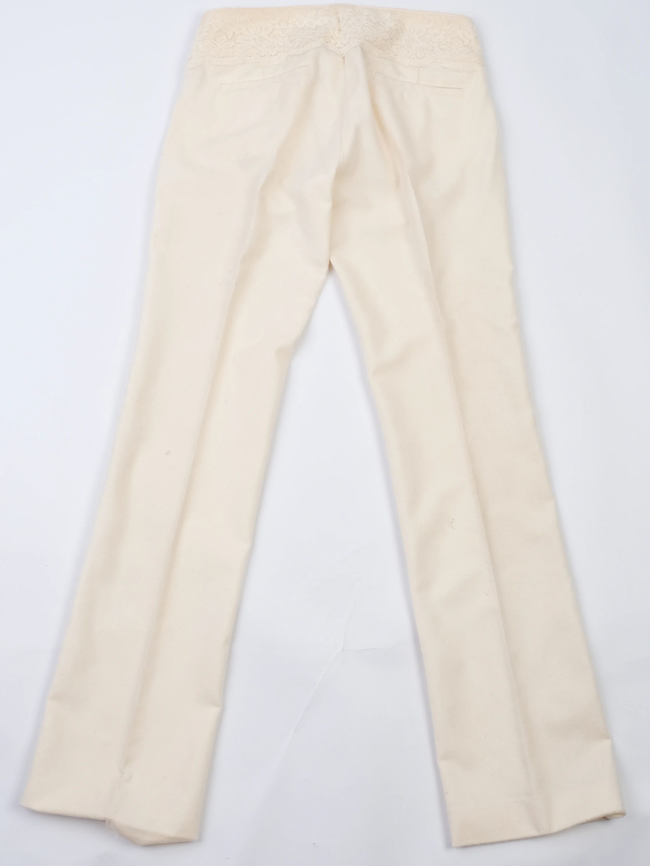 Excellent Red Valentino Yellow Wool Pants Size S with Lace Detail