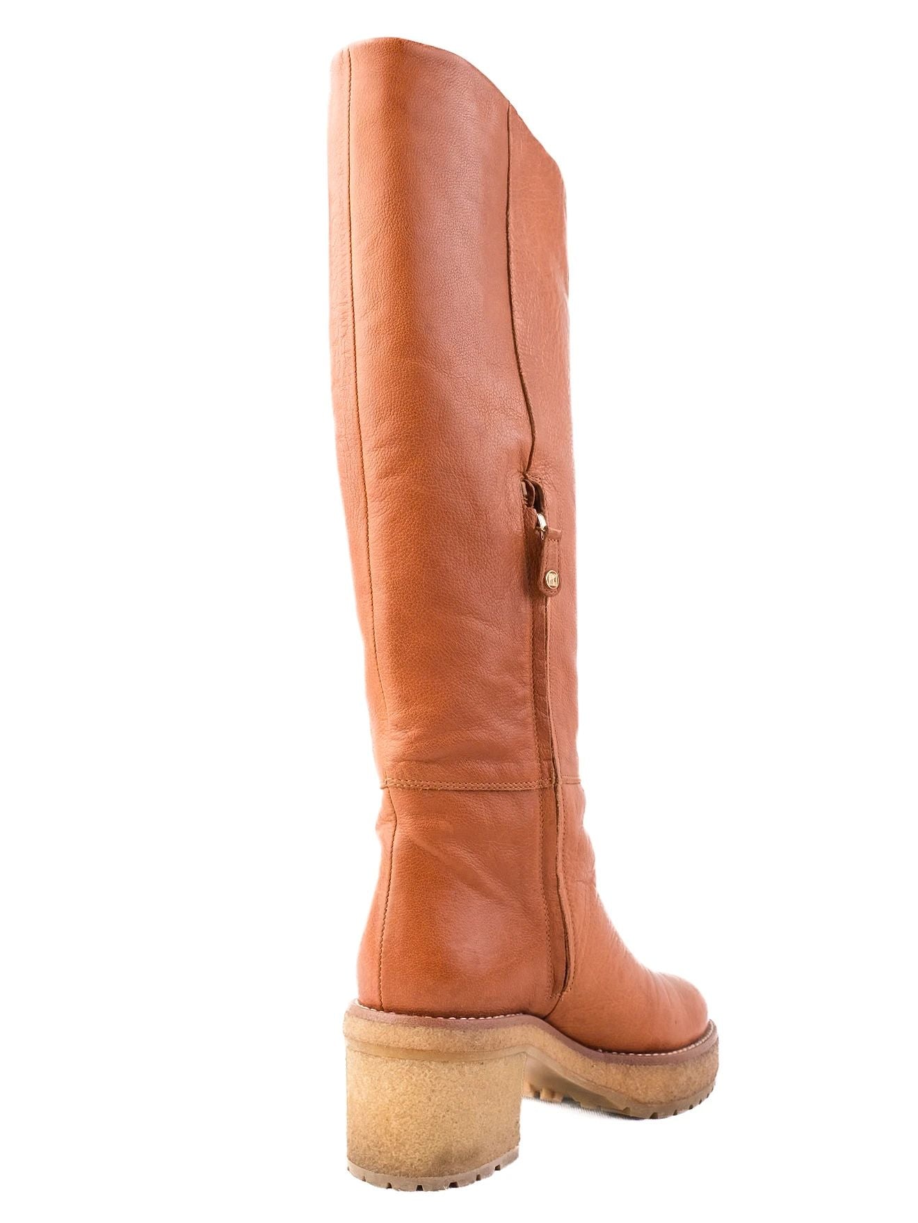 Excellent Ballin Orange Leather Tall Boots Size 37 with Zipper