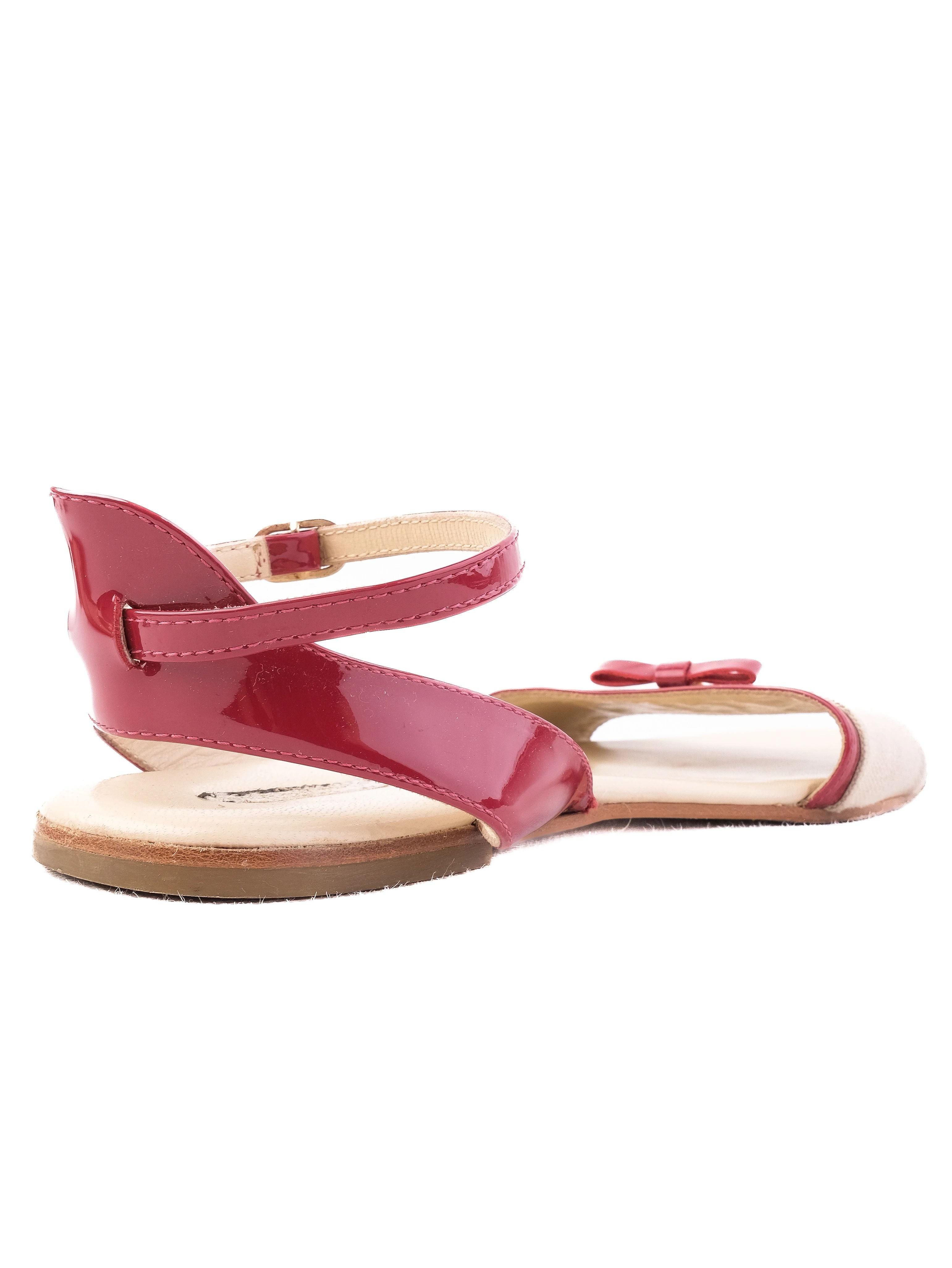 Excellent Dolce Gabbana Red Sandals Fabric Size 36 with Ankle Strap