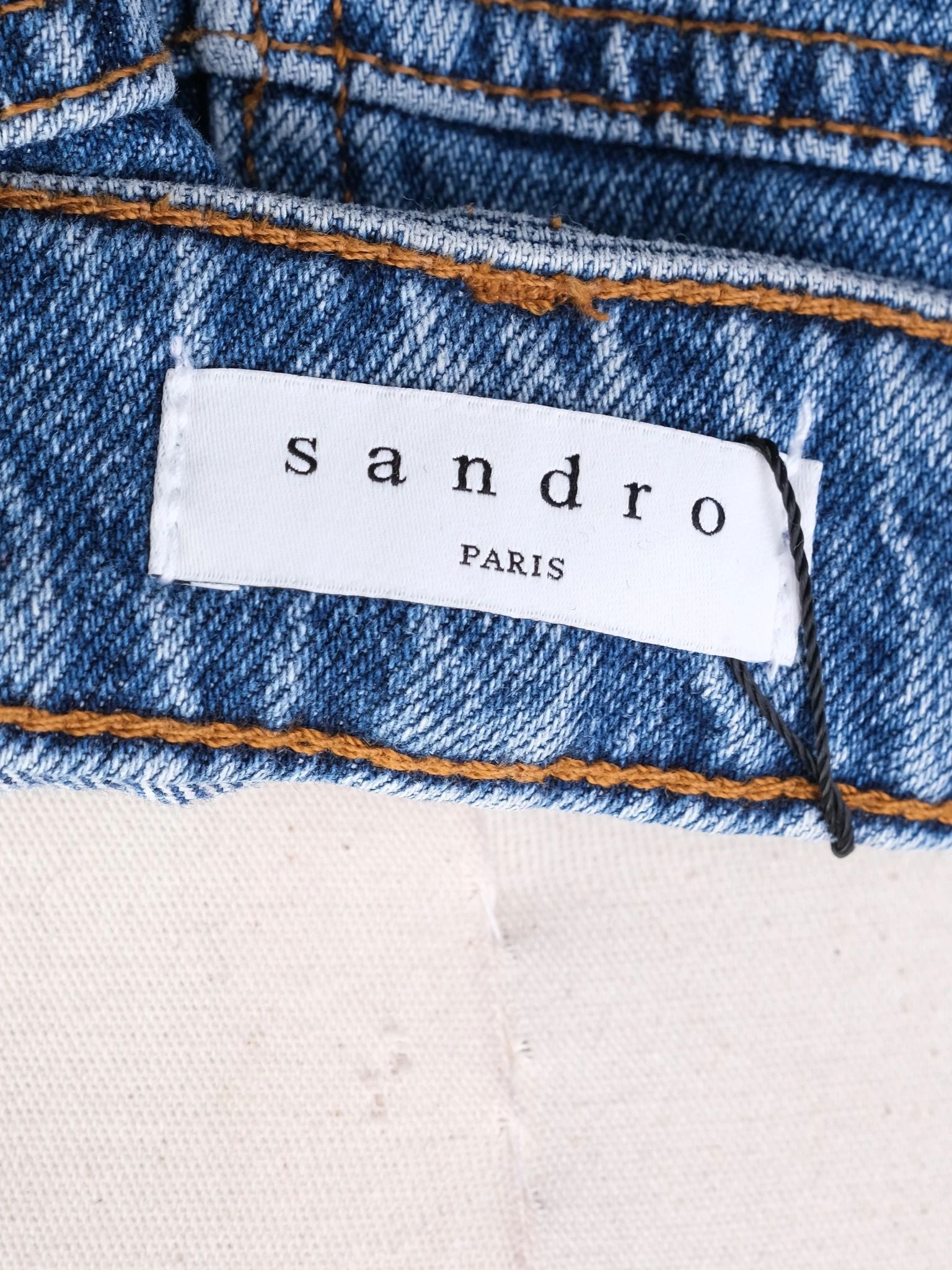 Excellent Sandro Gray Denim Skirt Metallic Size S