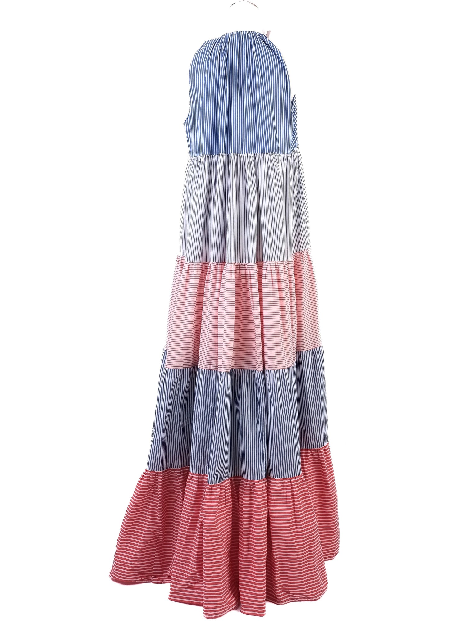 Excellent Lisa Marie Fernandez Maxi Dress L Cotton Natural Blue Red