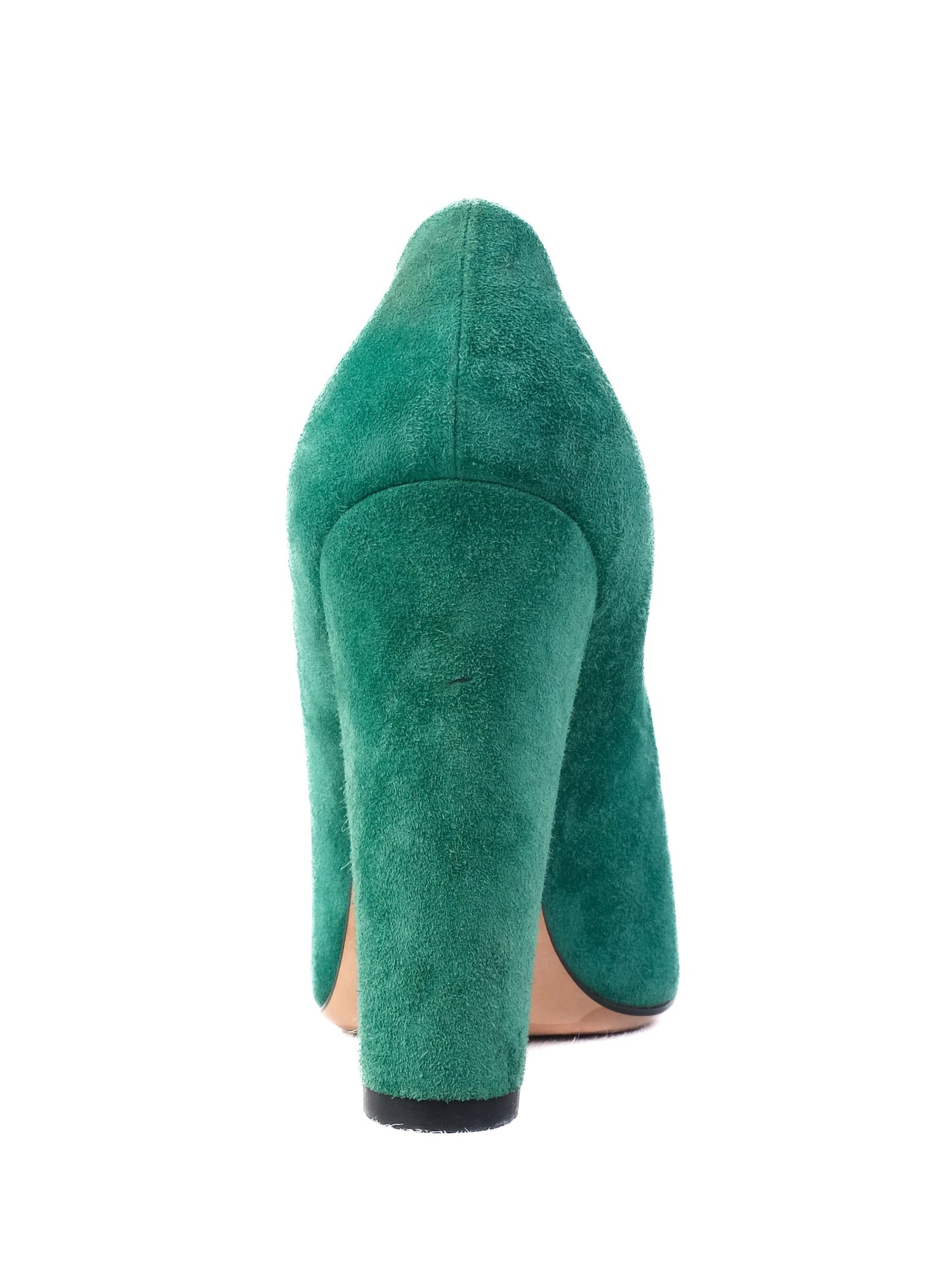 EXCELLENT Chanel Green Suede Leather High-Heeled Shoes Size 37