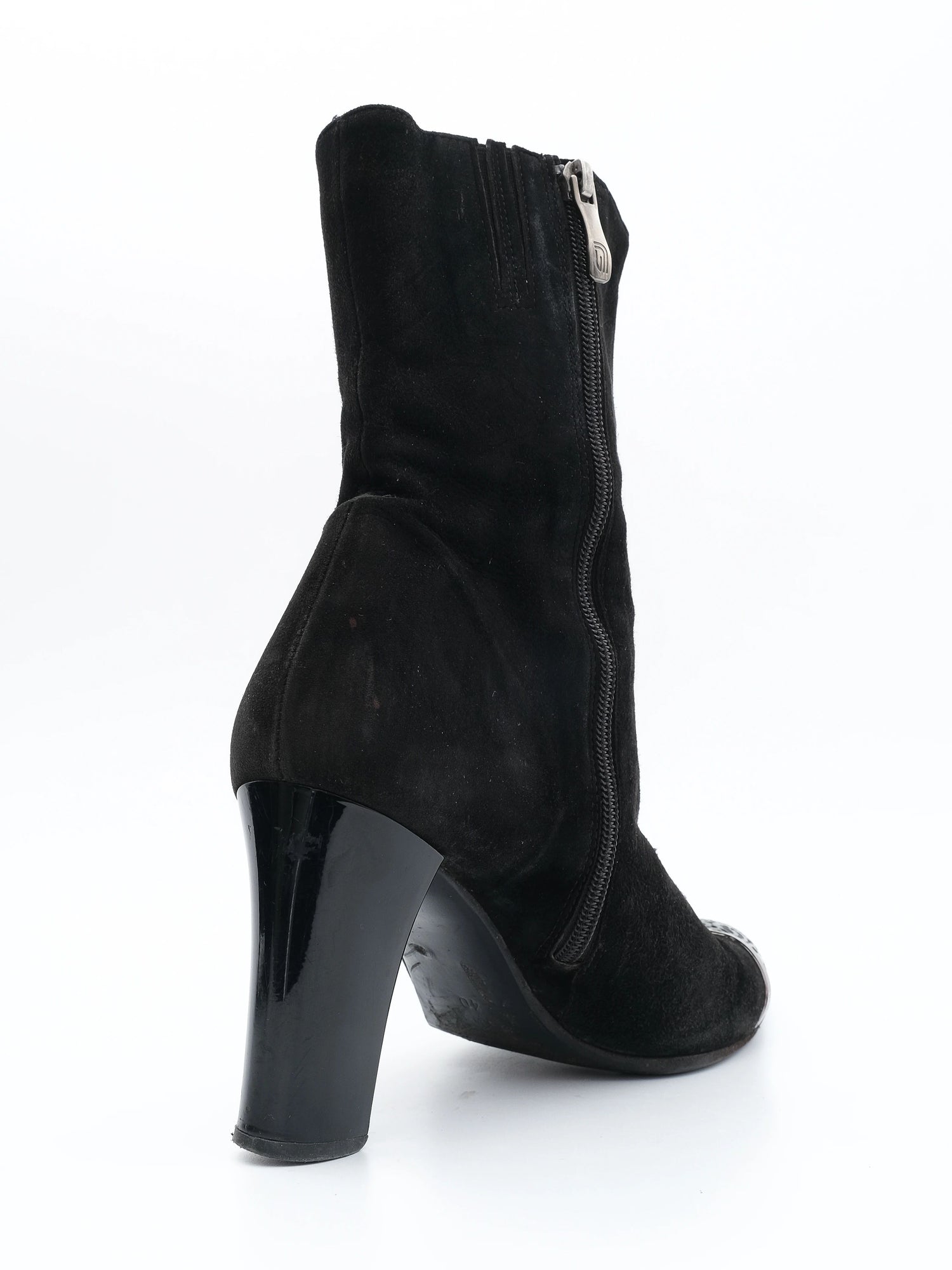 Good Fabiana Filippi Black Leather Ankle Boots Size 40 High Heel