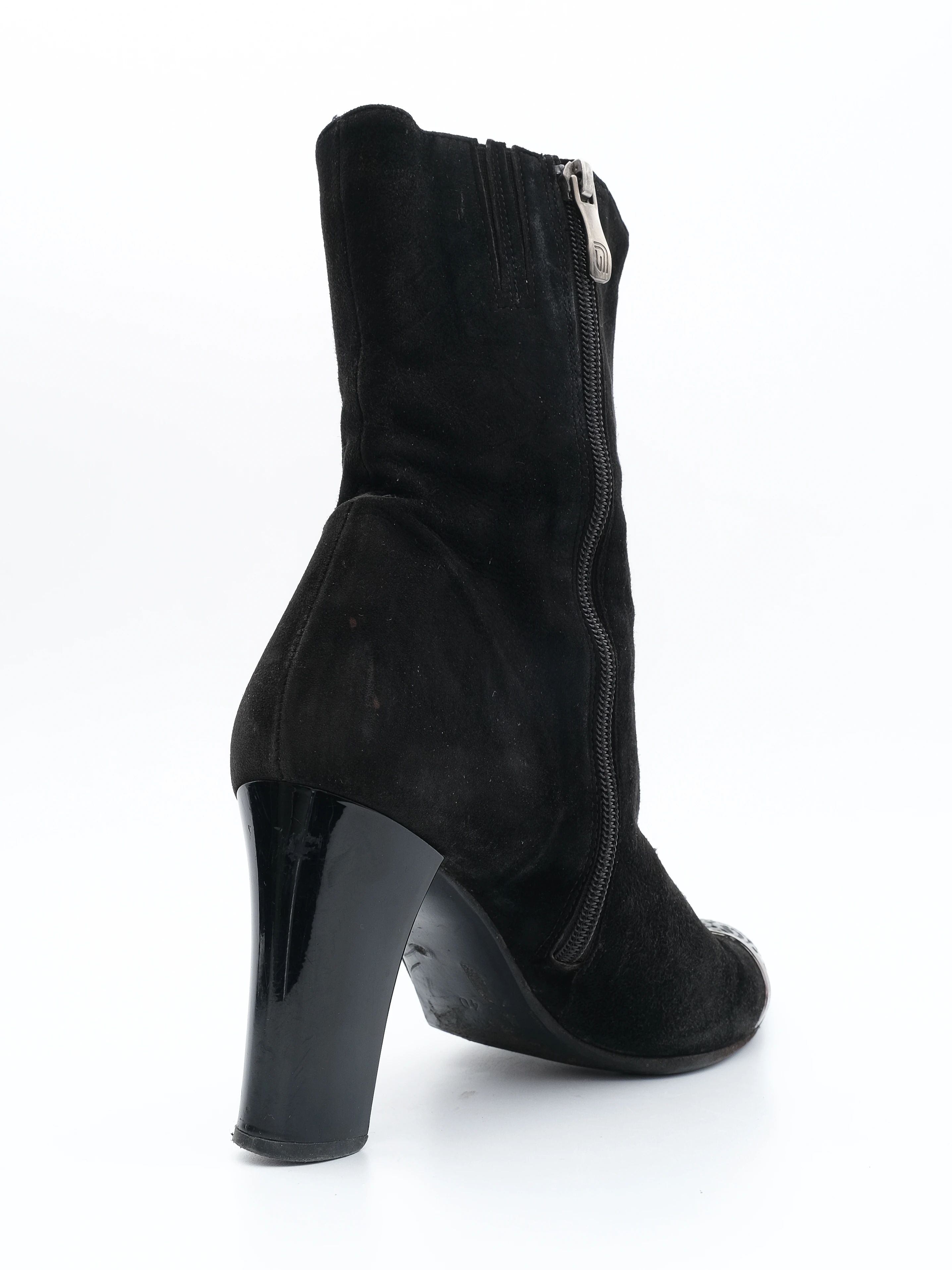 Good Fabiana Filippi Black Leather Ankle Boots Size 40 High Heel