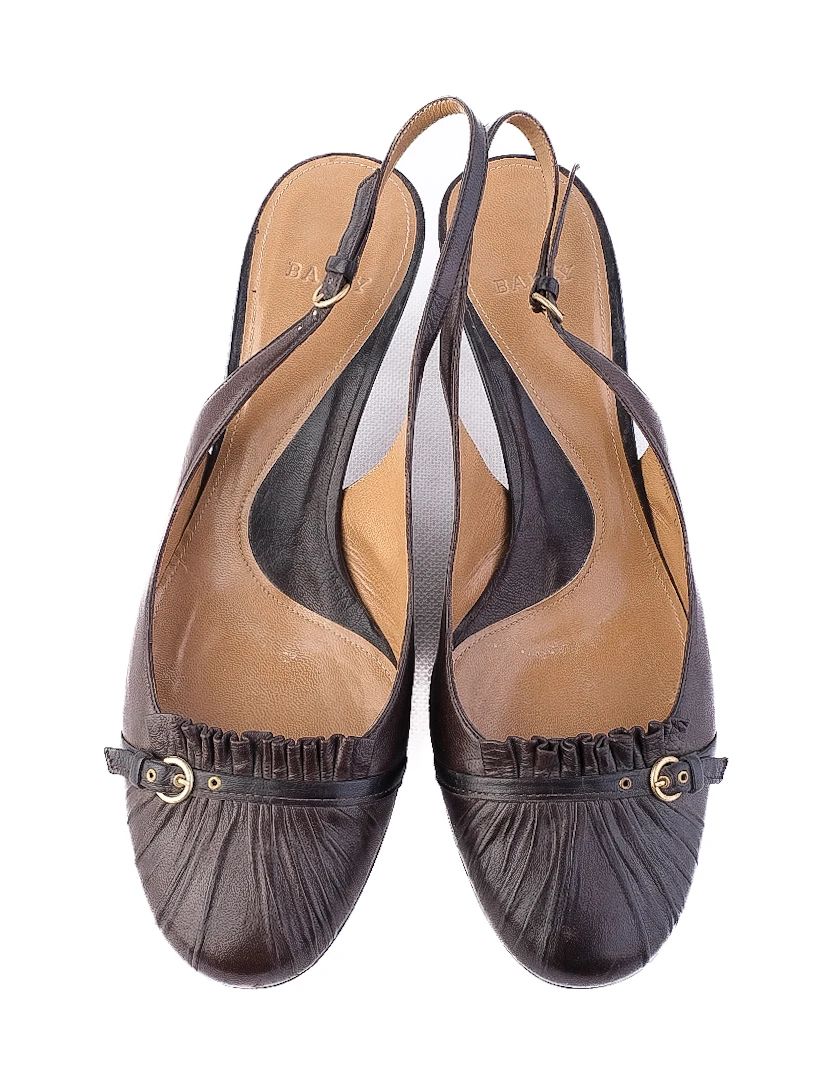 Excellent Bally Orange Leather Slingback Shoes Size 38.5