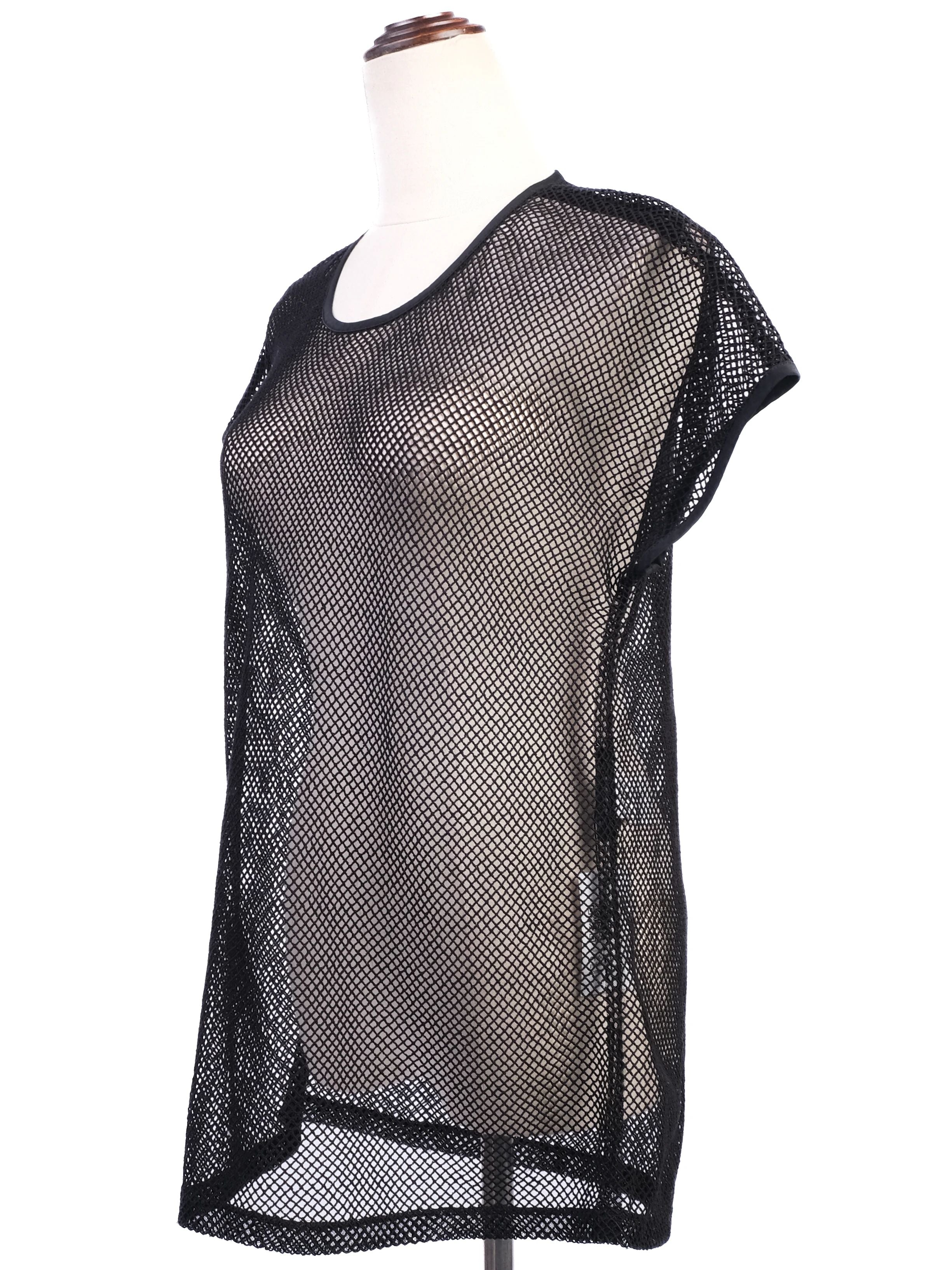 Excellent Dolce Gabbana Black Mesh T-Shirt Size M Silk