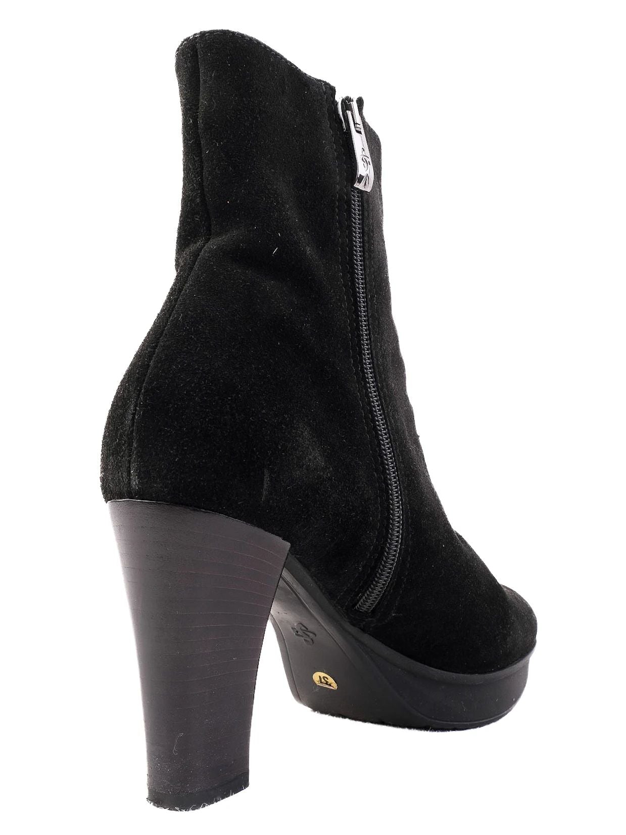 NEW Guido Scariglia Black Suede Ankle Boots with Block Heel Size 37