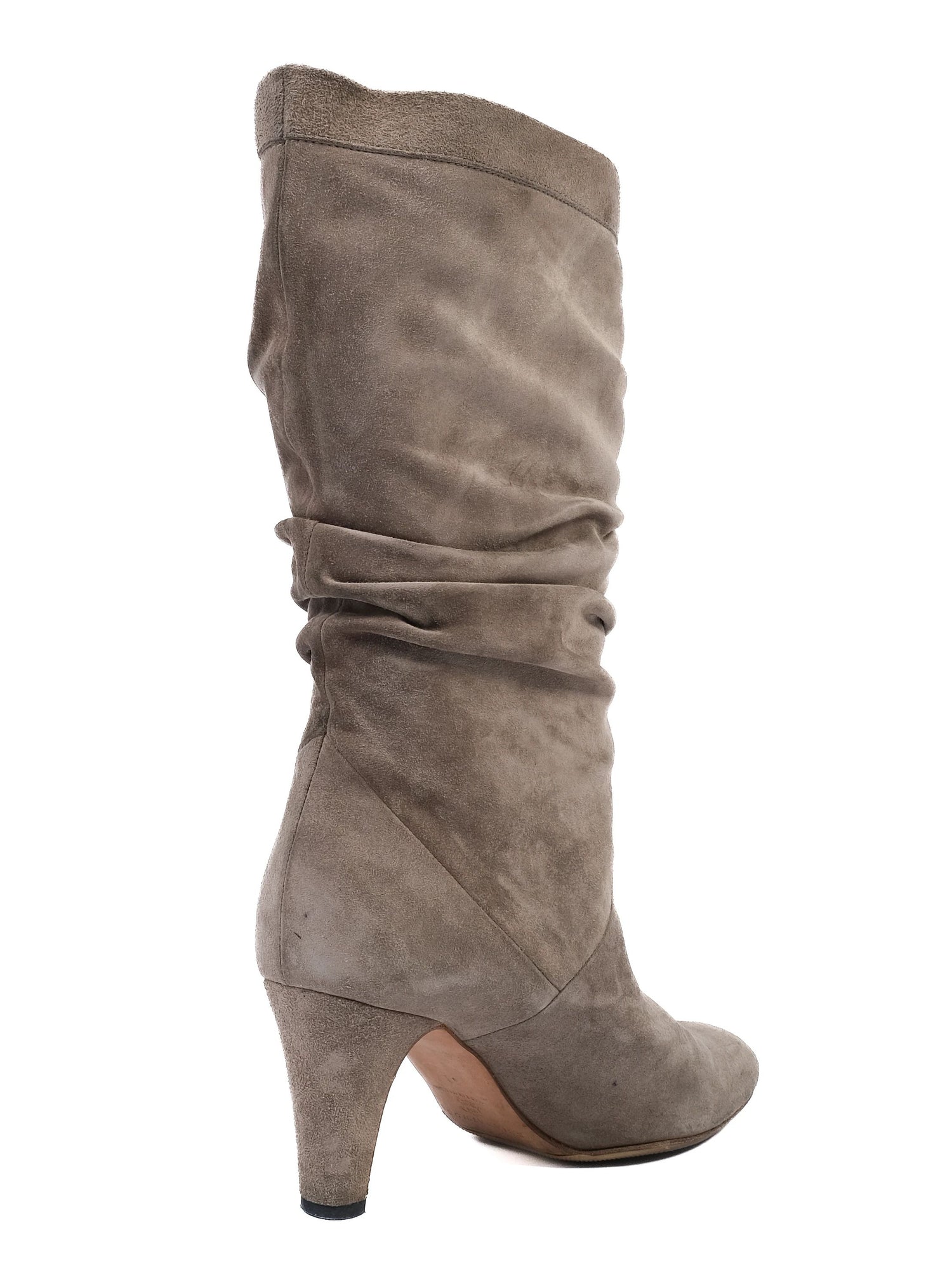 Excellent Brian Atwood Gray Leather Slouchy High-Heeled Boots Size 39