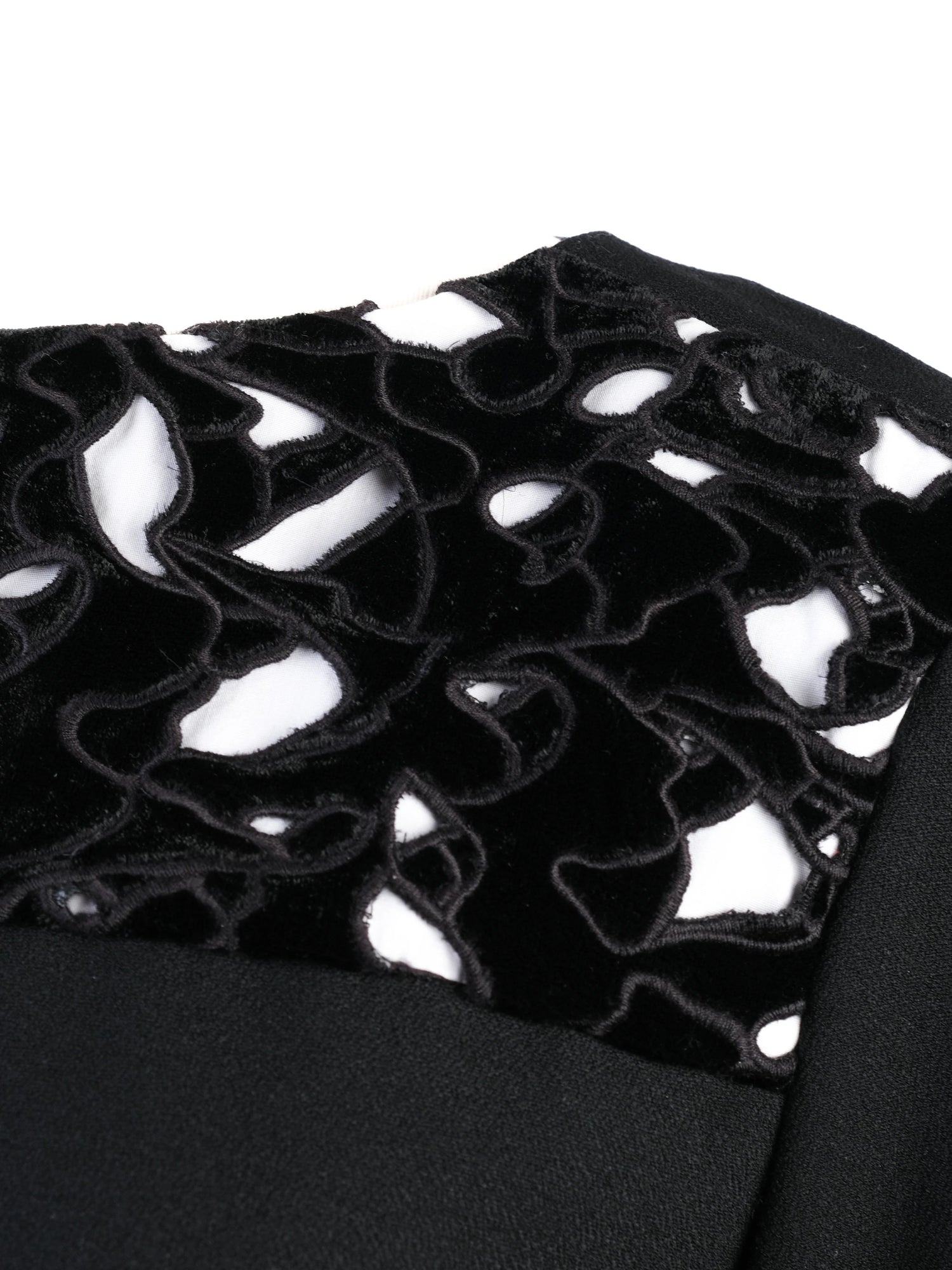Maje Black Viscose Dress XL with Textured Cut-Out Design - Excellent