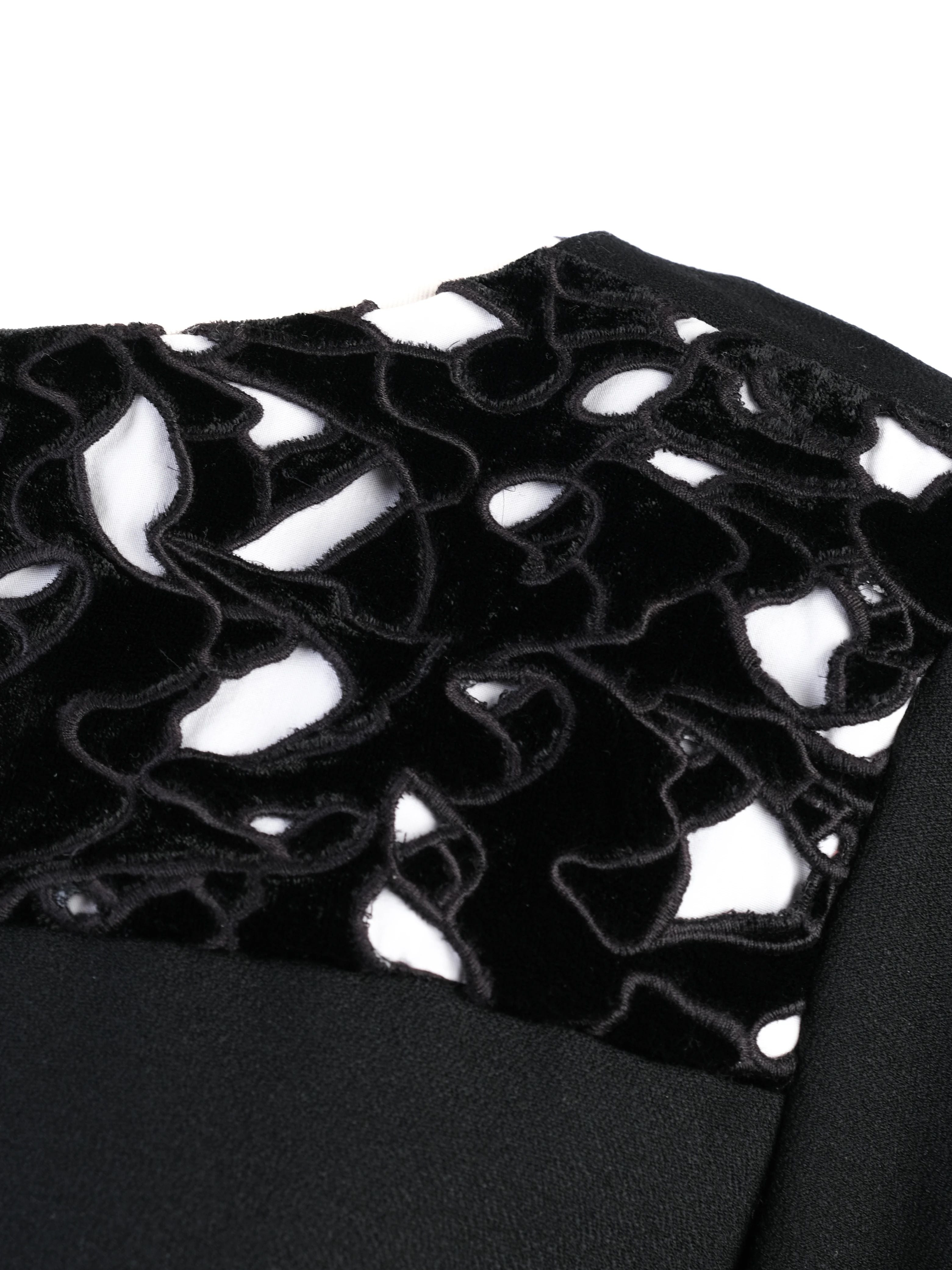 Maje Black Viscose Dress XL with Textured Cut-Out Design - Excellent
