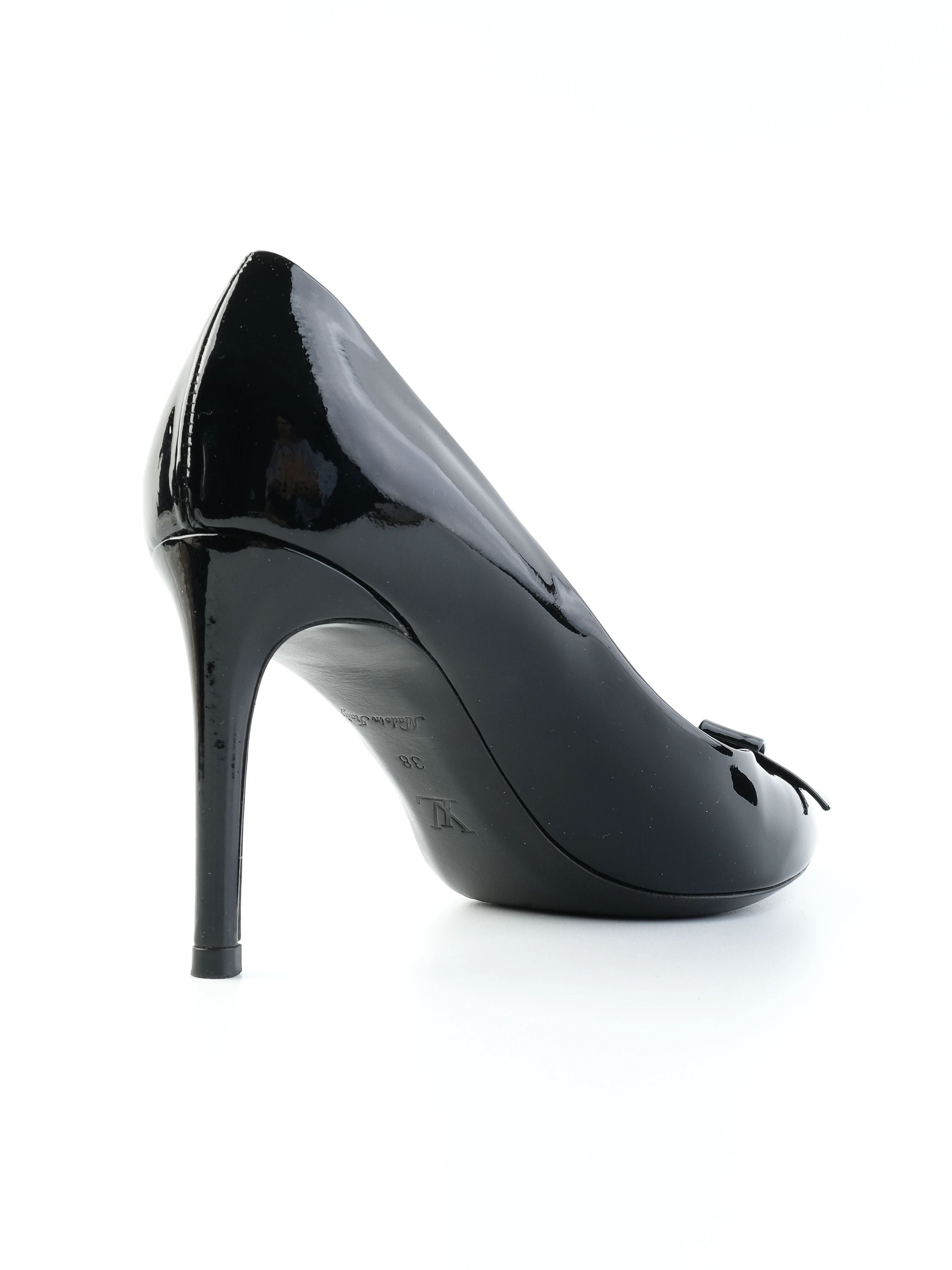 Excellent Louis Vuitton Black Patent Leather High-Heeled Shoes with Bow