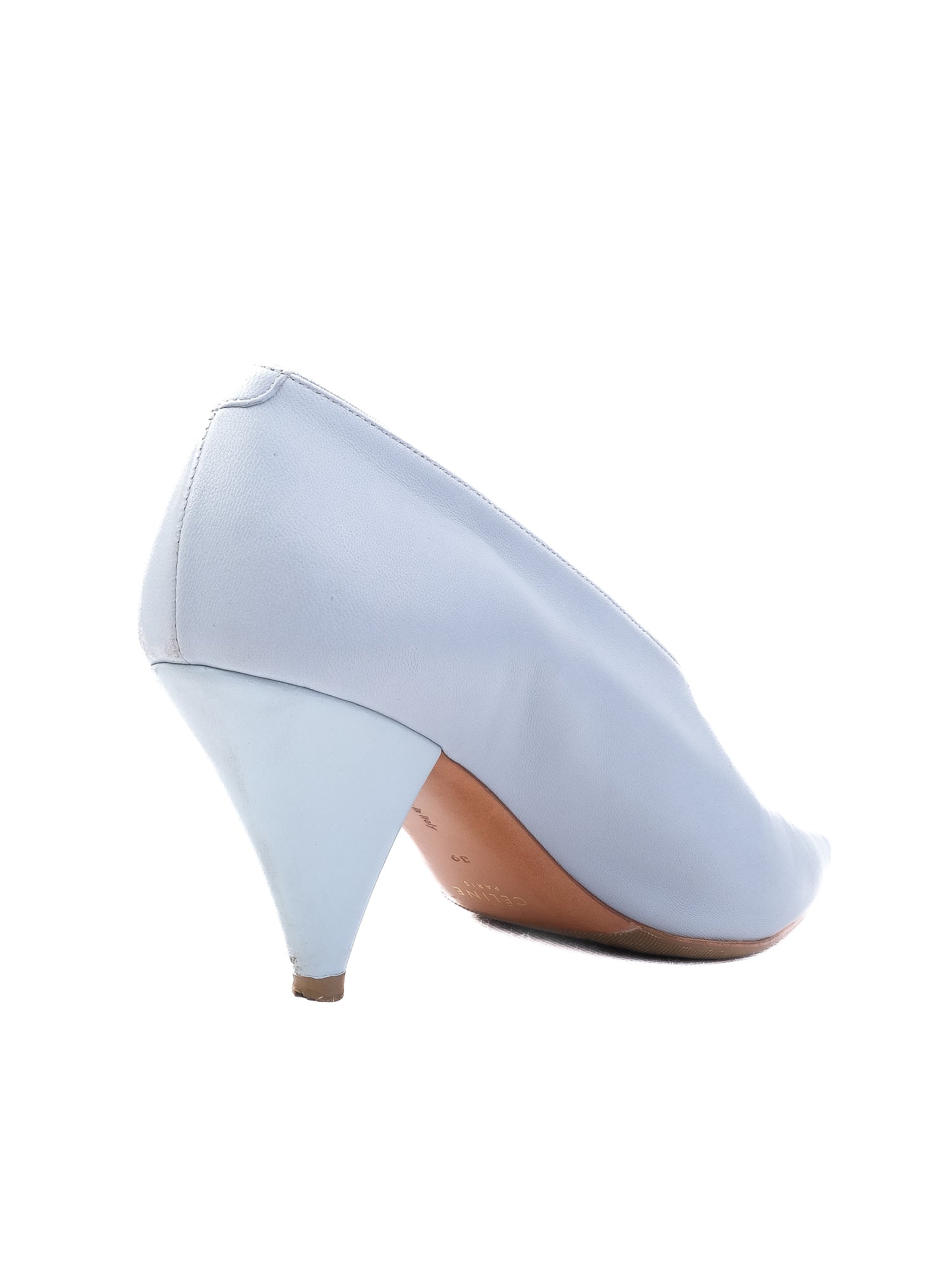 Good Condition Celine Blue Leather High-Heeled Shoes Women Size N/A