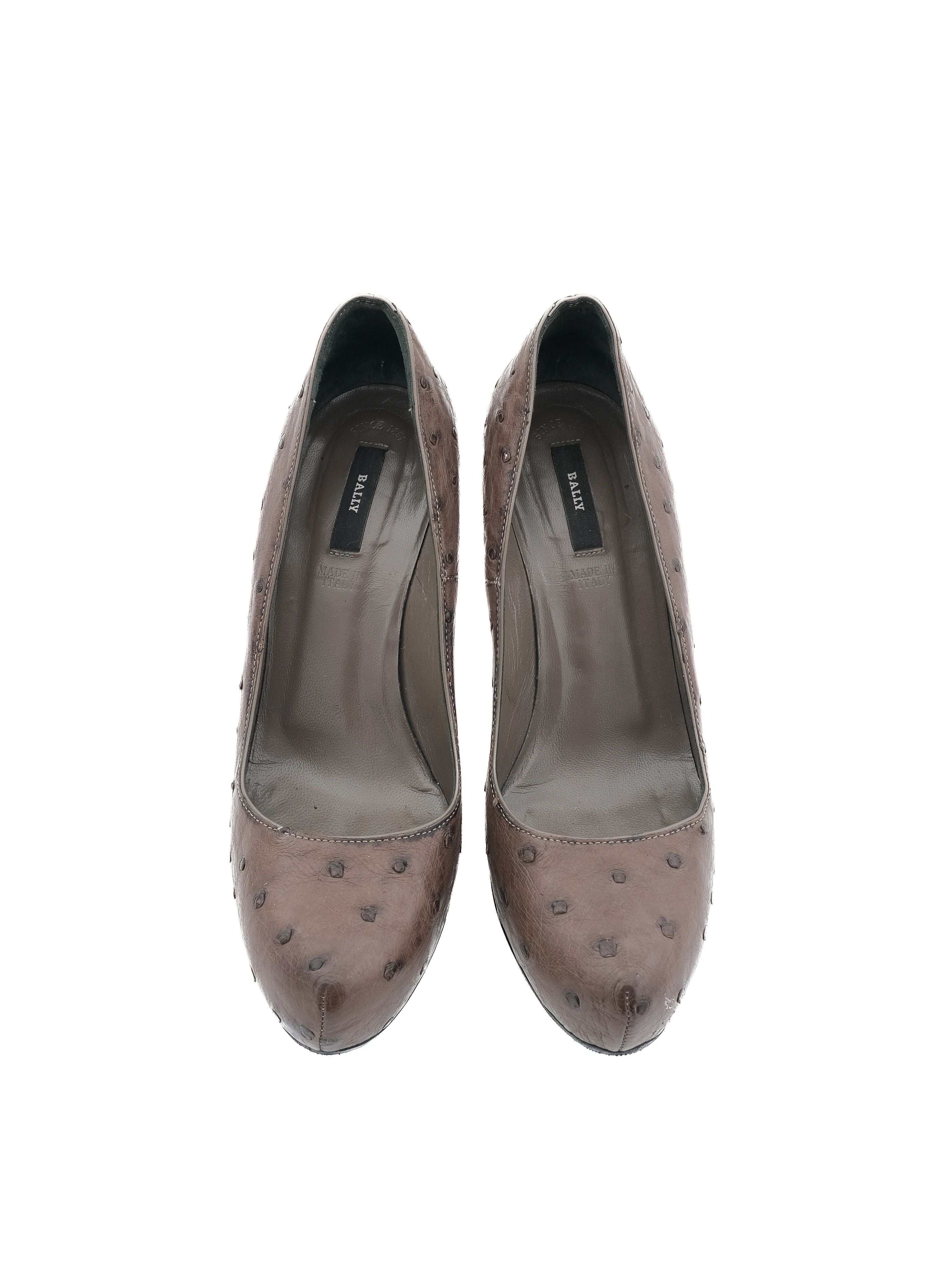 Excellent Bally Gray Leather High-Heeled Shoes Size 37