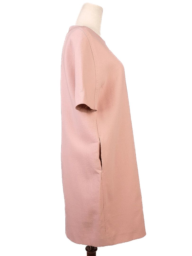 Excellent Max Mara Pink Wool Dress Size S Short Sleeve Knee-Length