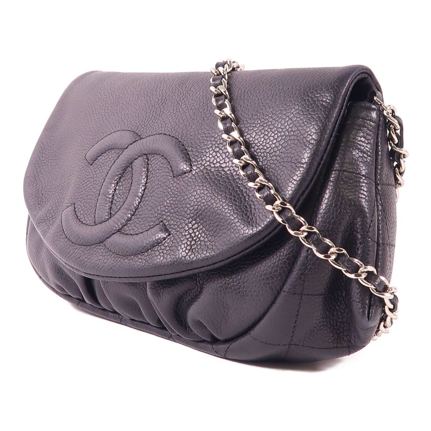 Chanel Black Cowhide Leather Shoulder Bag Calfskin (cowhide)