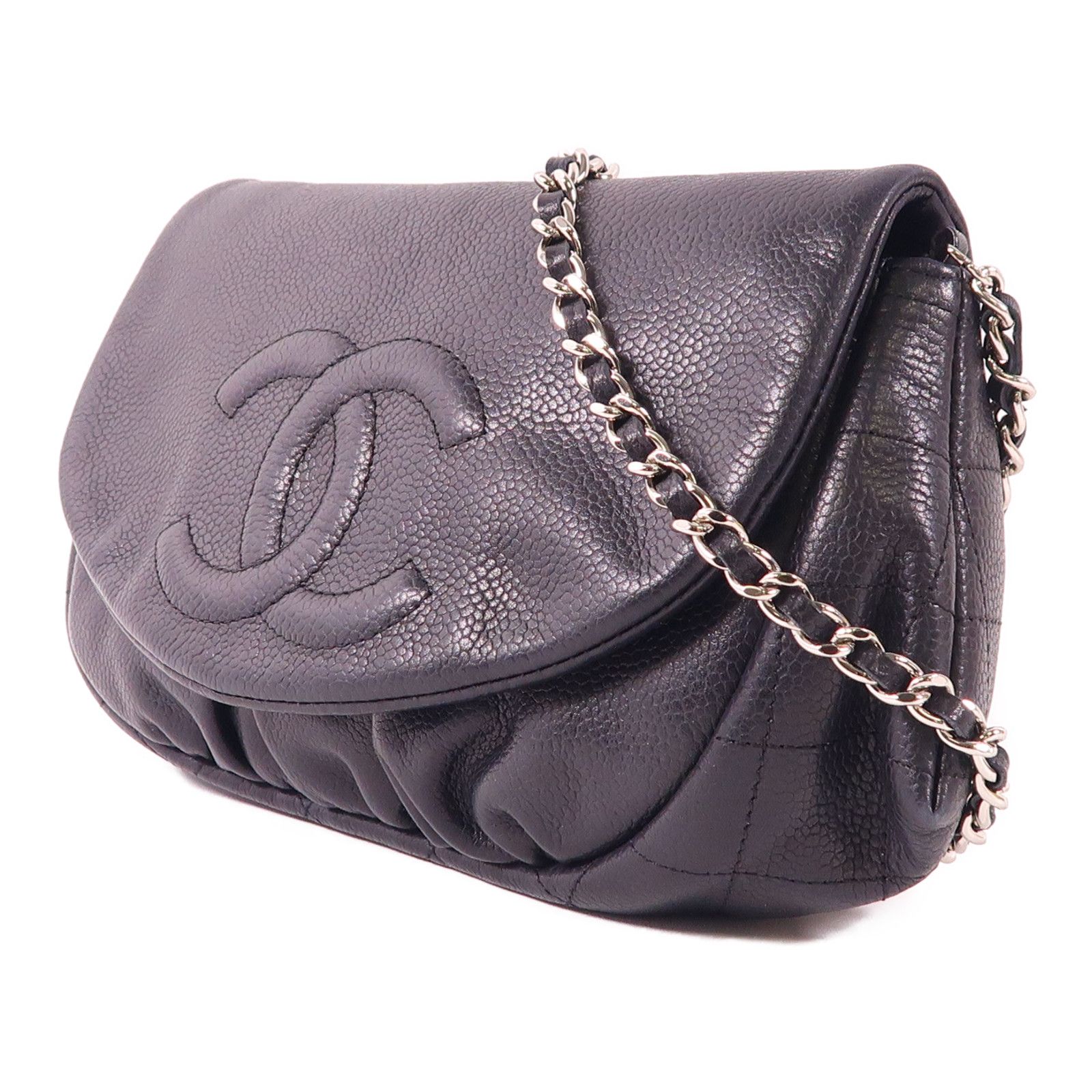 Chanel Black Cowhide Leather Shoulder Bag Calfskin (cowhide)