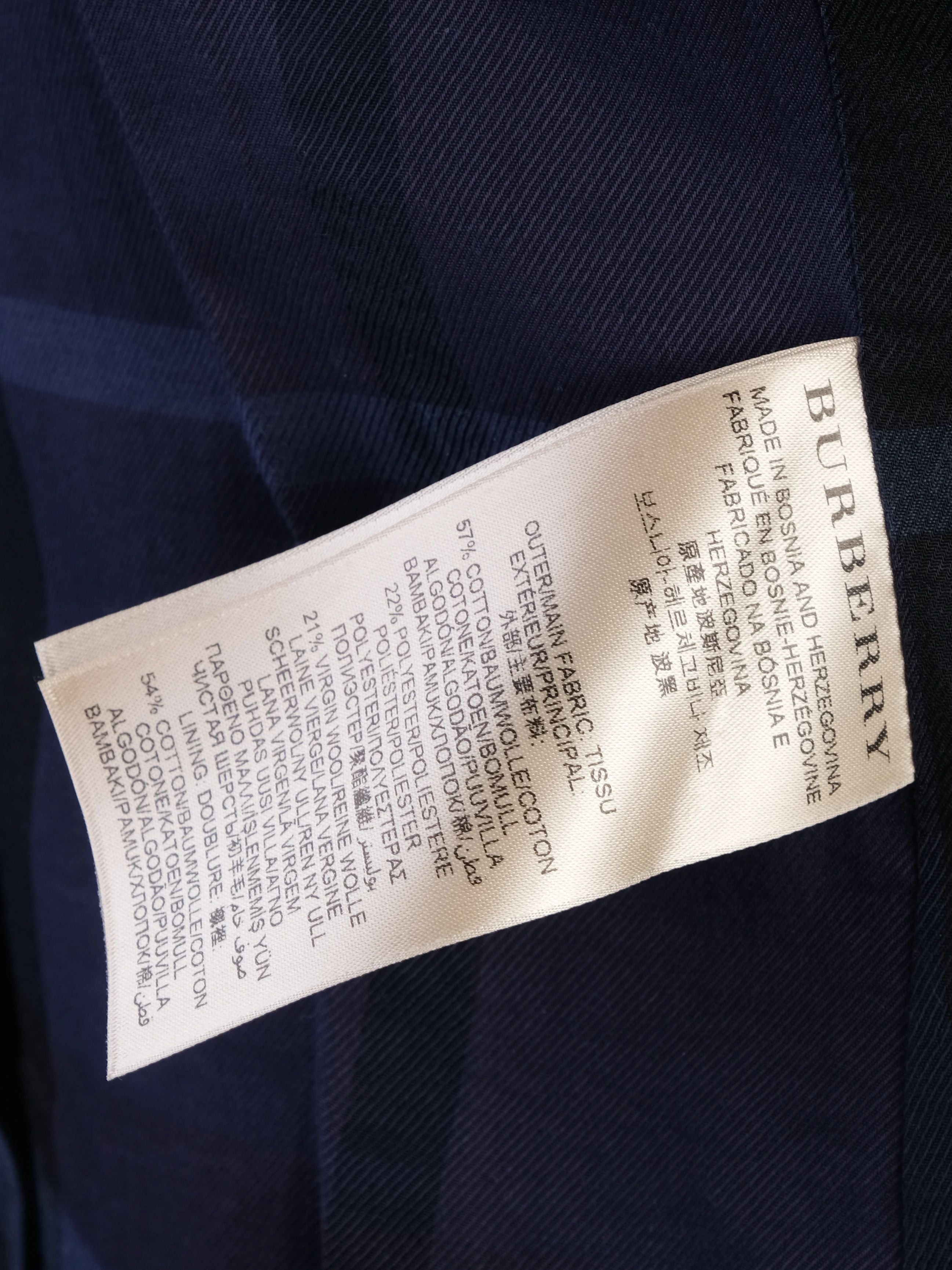 Burberry Blue Wool Trench Coat Women&