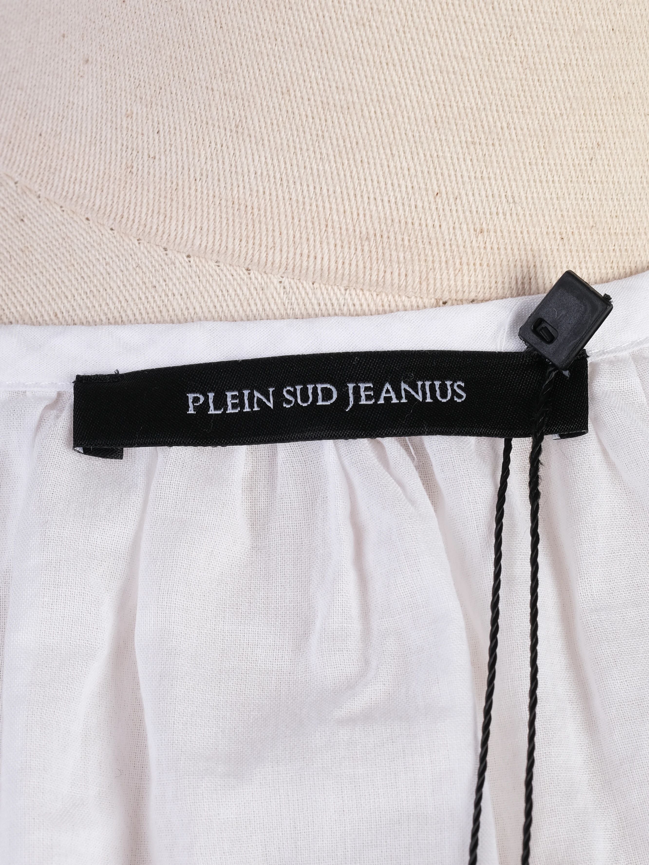 EXCELLENT Plein Sud White Cotton Blouse with Tie Front Design