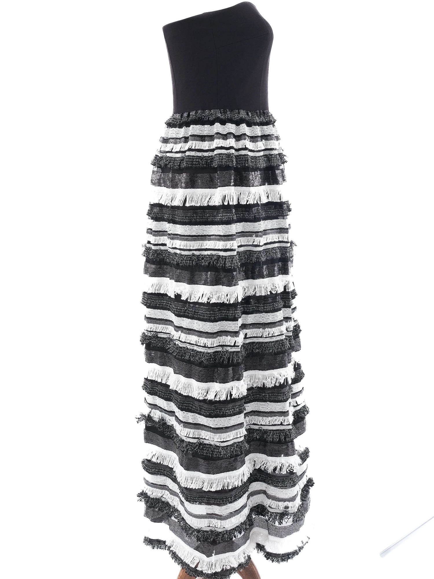 Atos Lombardini Strapless Dress Black White Size L Excellent Condition