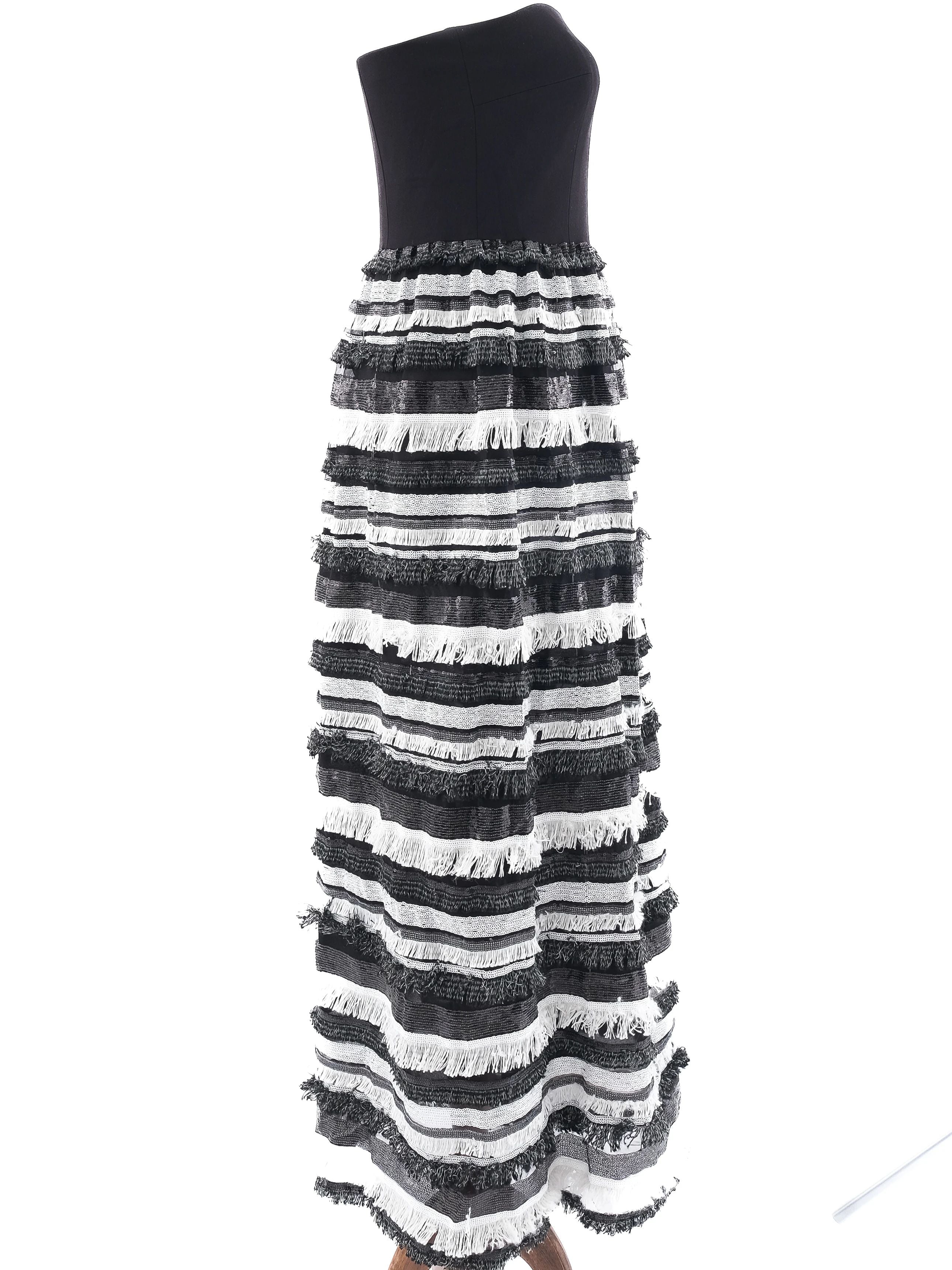 Atos Lombardini Strapless Dress Black White Size L Excellent Condition