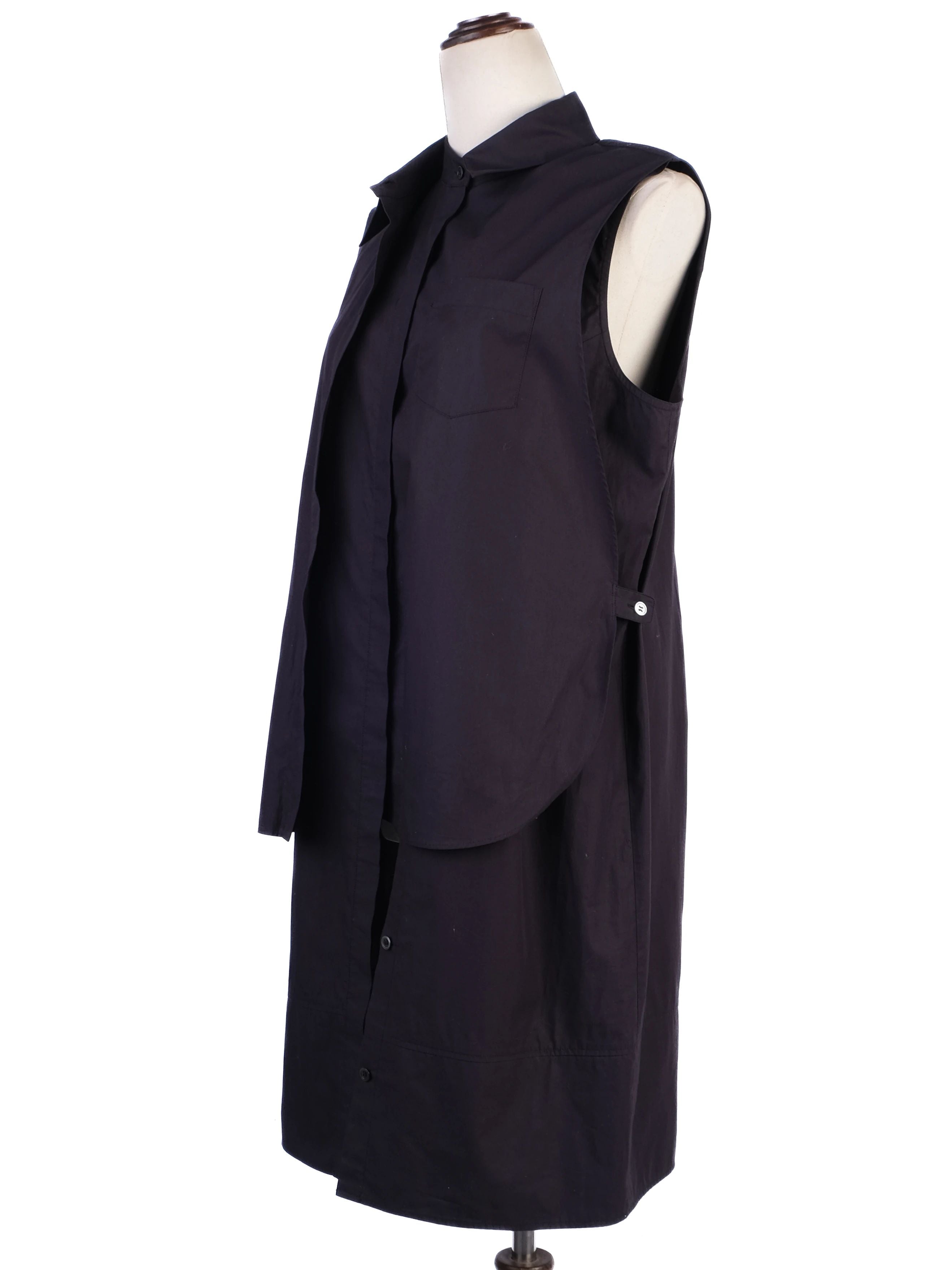 Excellent Alexander Wang Black Cotton Sleeveless Button-Up Dress