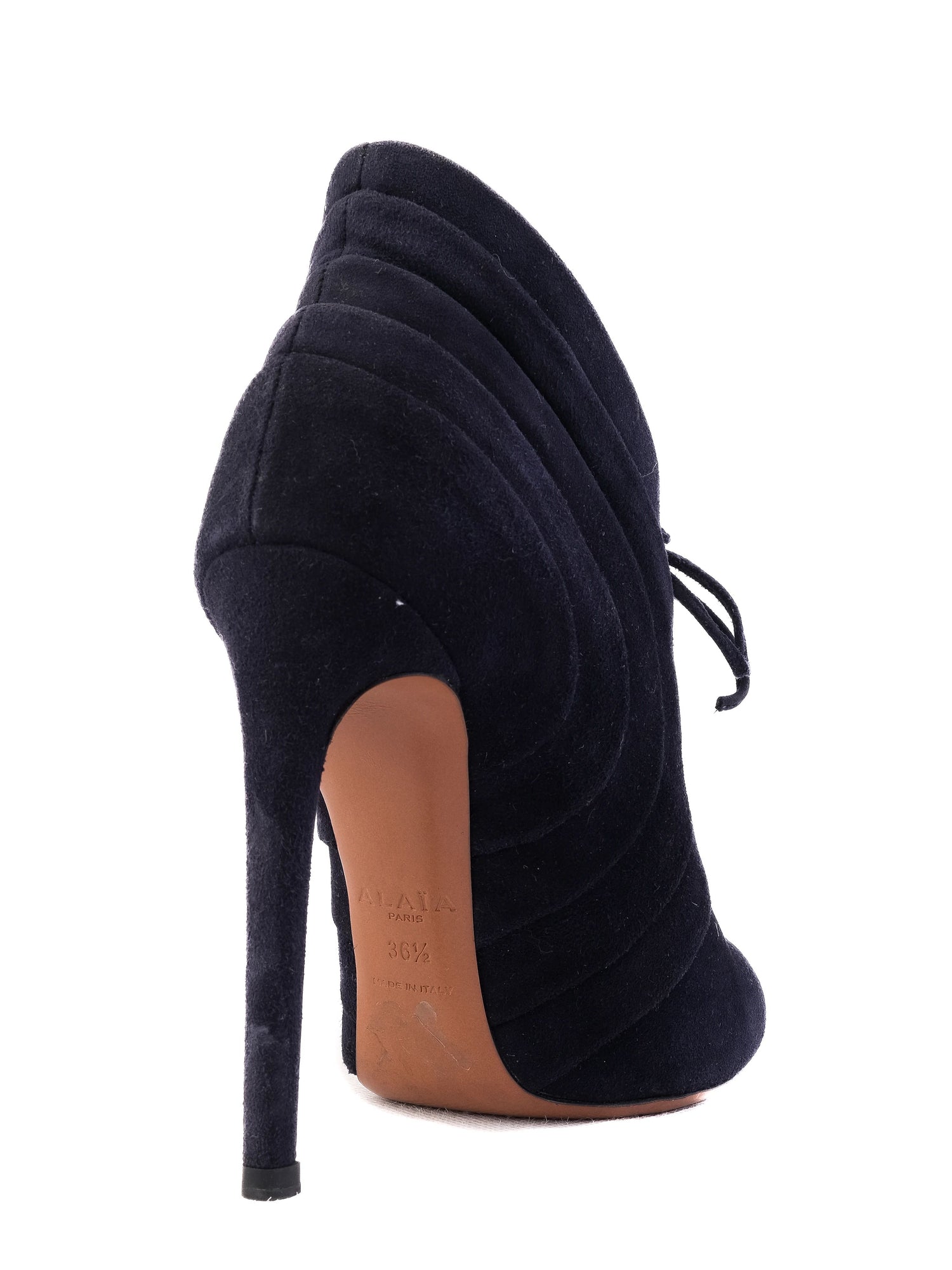 Excellent Alaia Blue Genuine Suede High-Heeled Ankle Boots Size 36.5