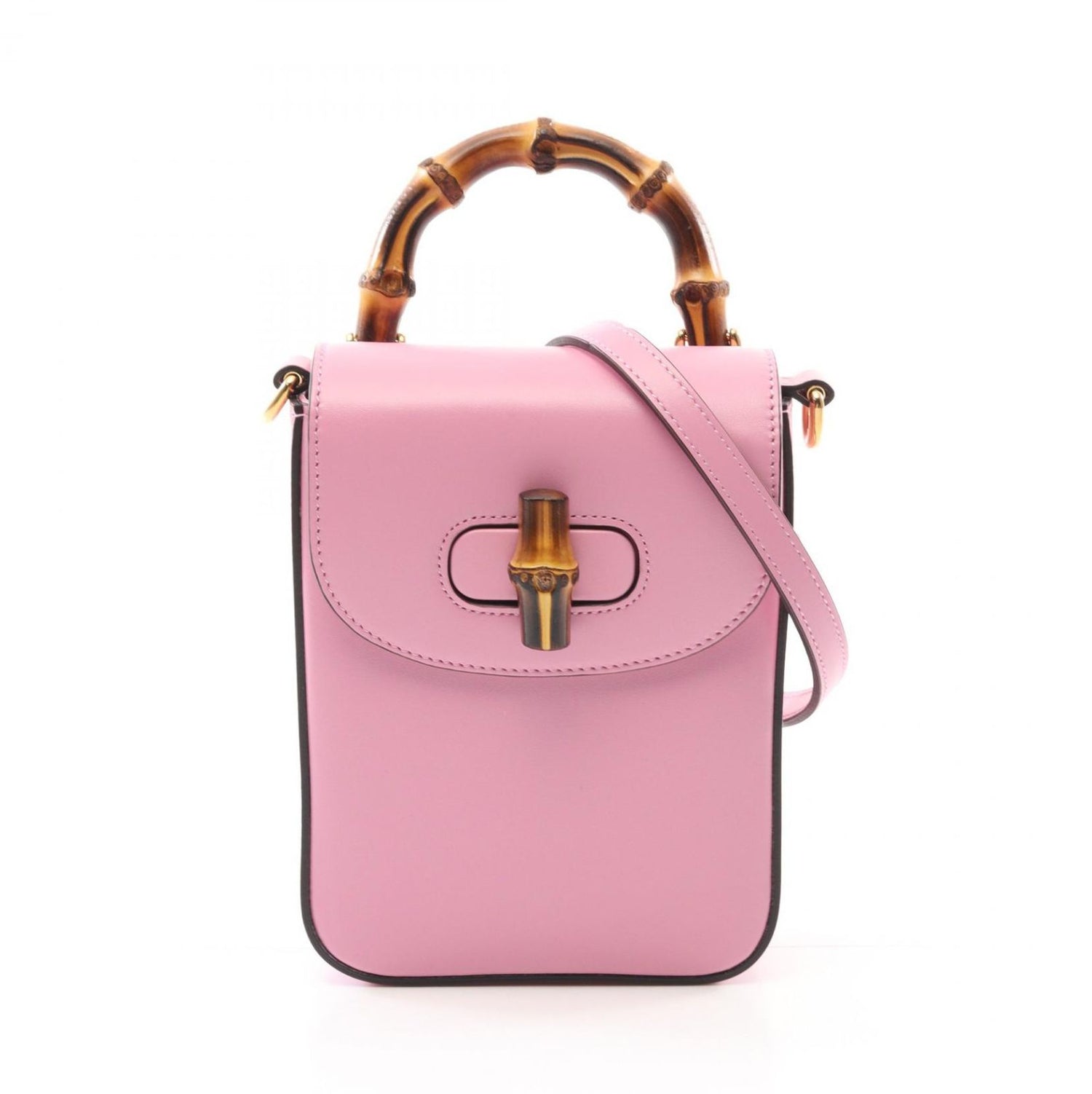 Gucci Bamboo Handbag Pink Leather 702106
