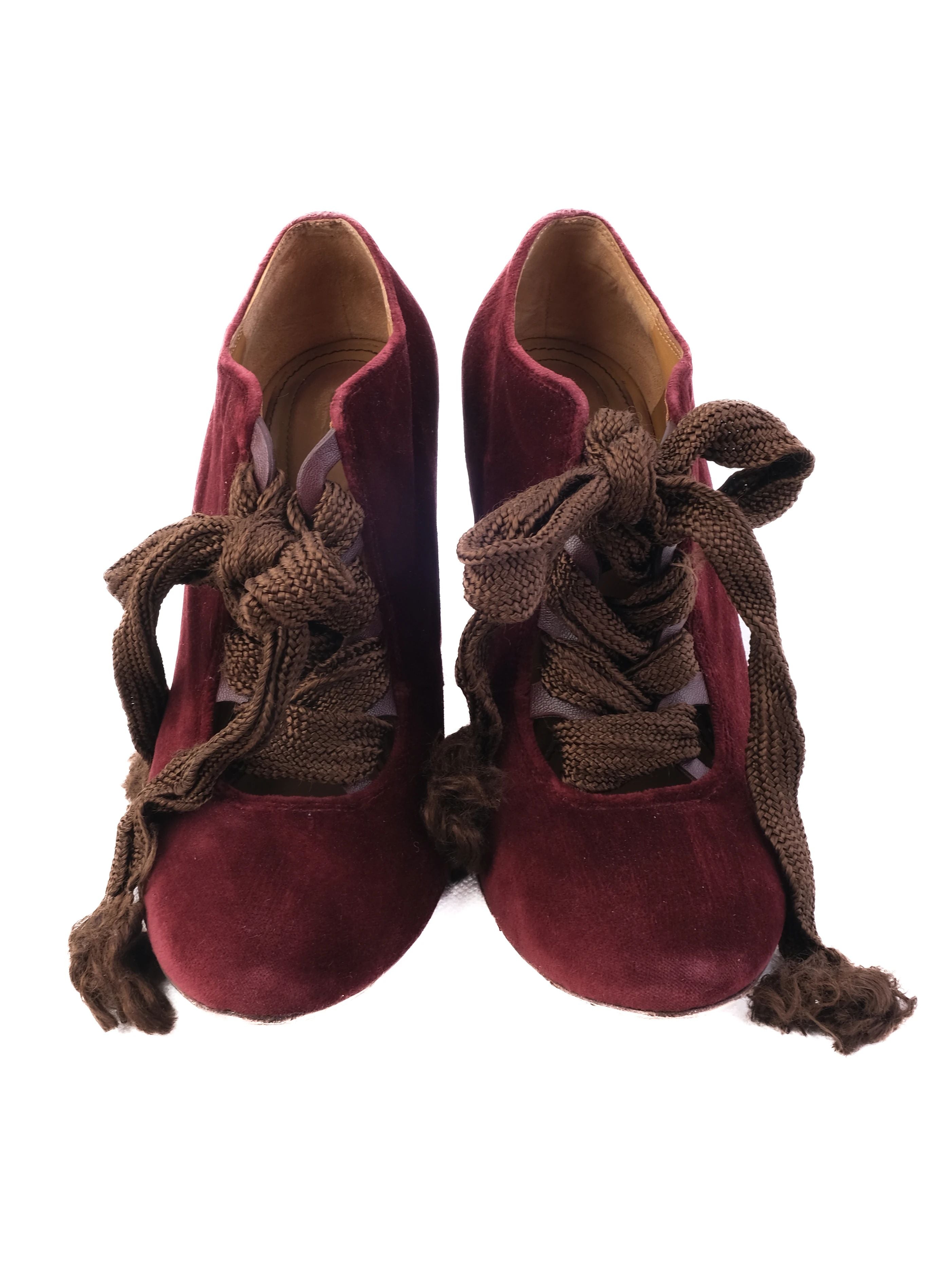 Excellent Chloe Red Suede High-Heeled Shoes Size 35